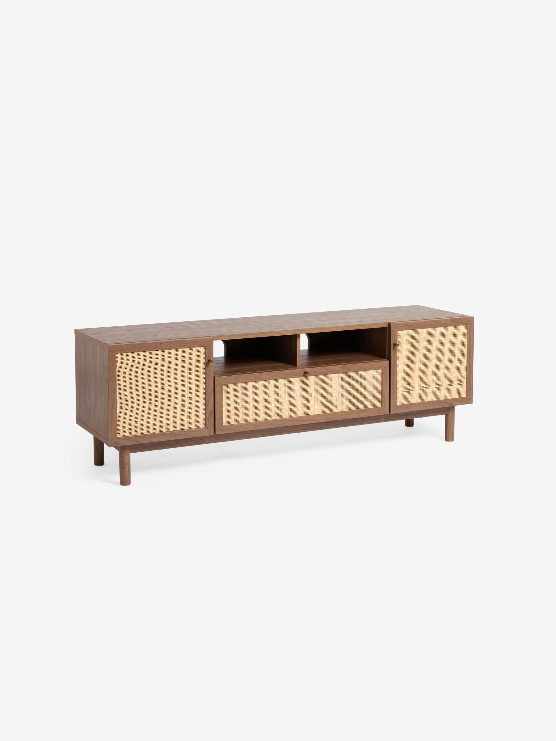 Pavia Rattan Superwide Up to 50 Inch TV Unit in Dark Oak Effect - Image 5 of 5