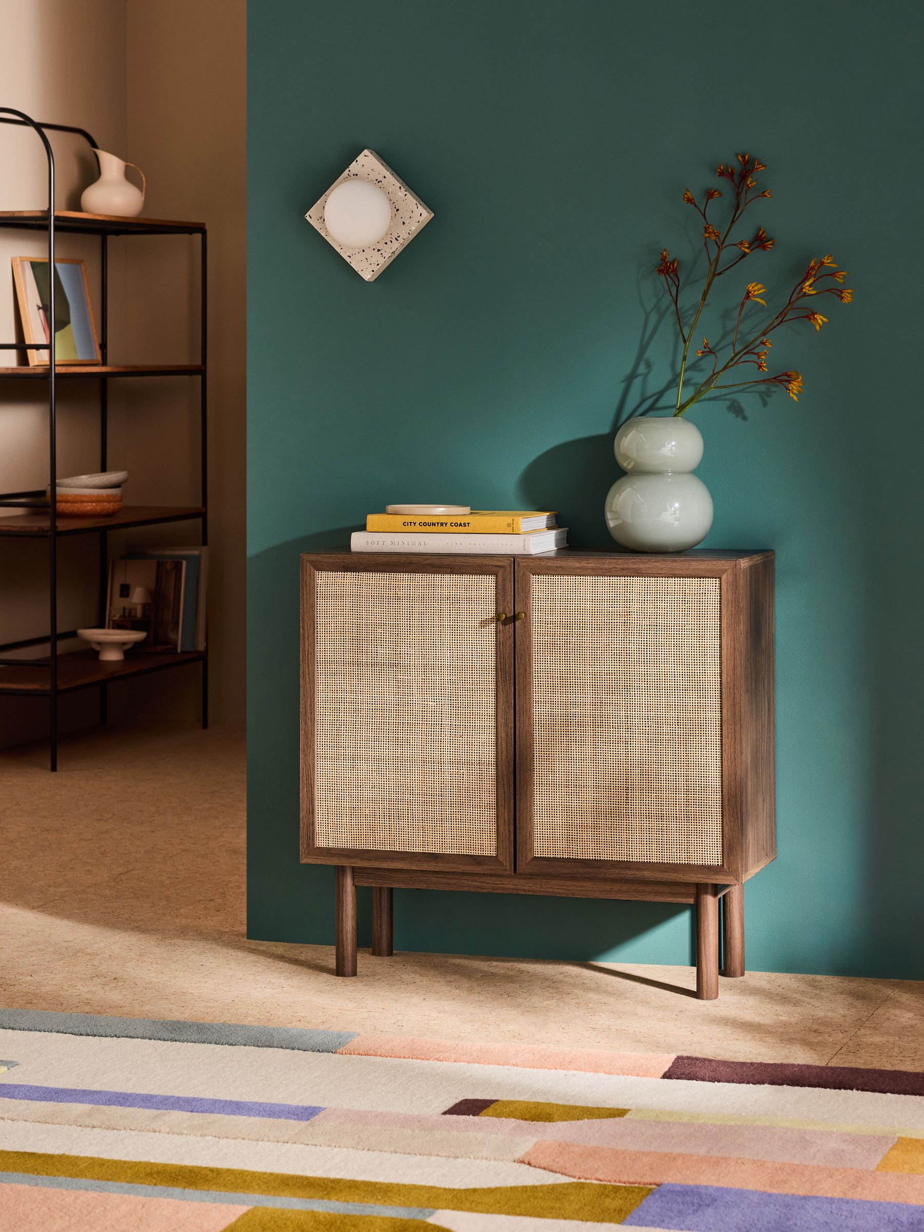 Pavia Rattan Small Sideboard in Dark Oak Effect Made