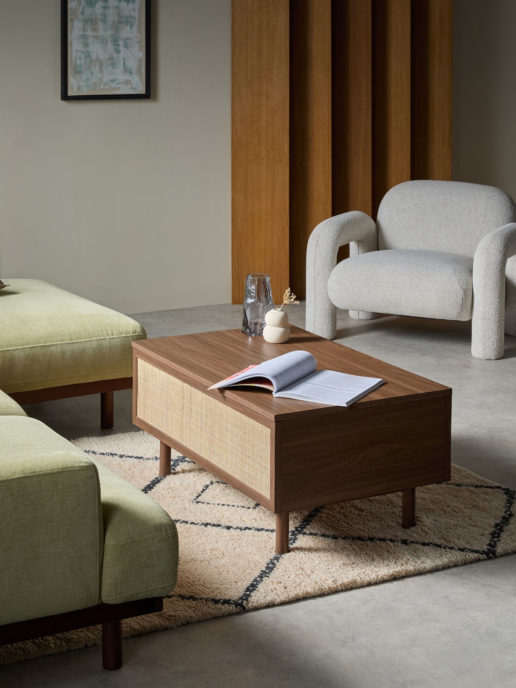Pavia Rattan Coffee Table to Desk in Dark Oak Effect - Image 2 of 5