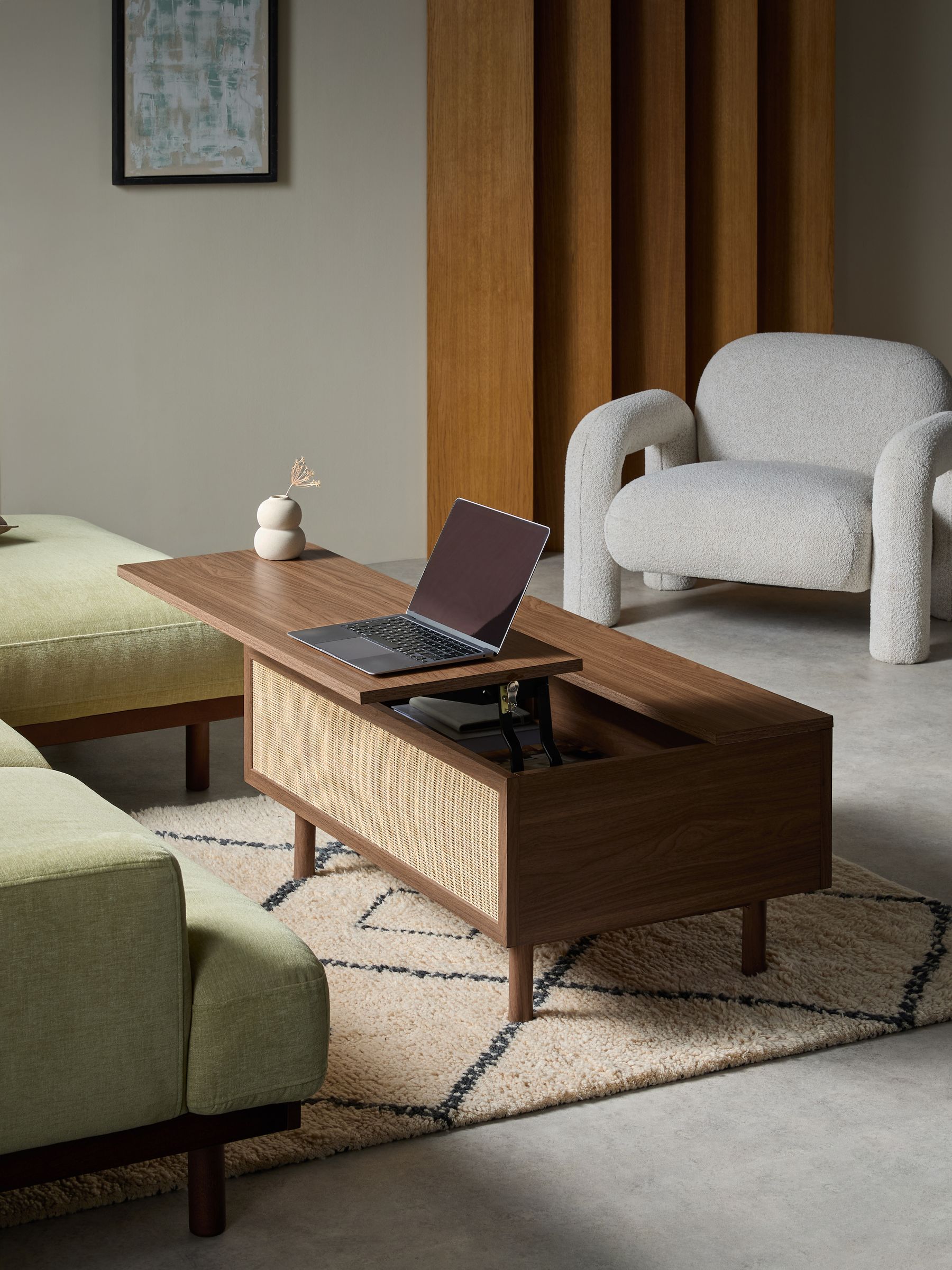 Pavia Rattan Coffee Table to Desk in Dark Oak Effect - Image 3 of 5