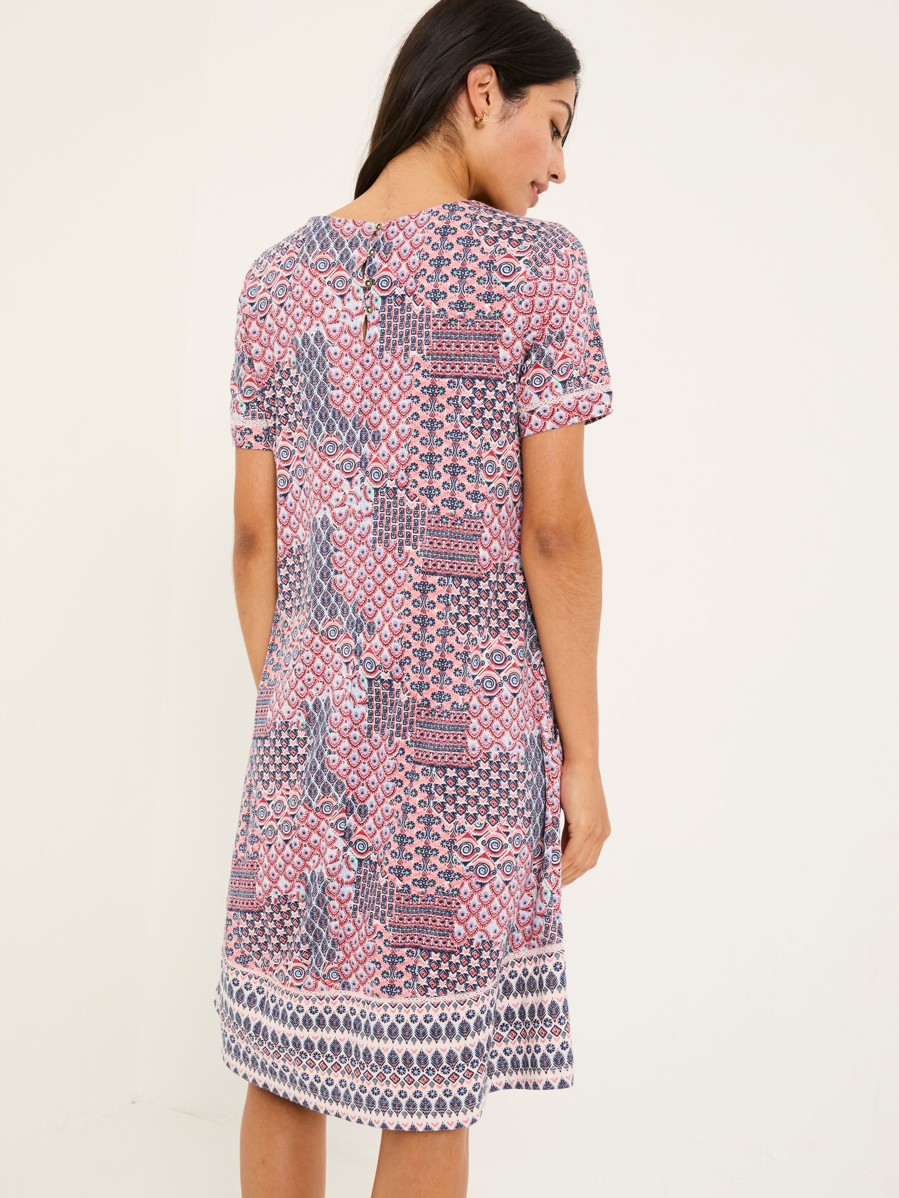 Simone Pink Geo Short Sleeve Jersey Dress - Image 2 of 5