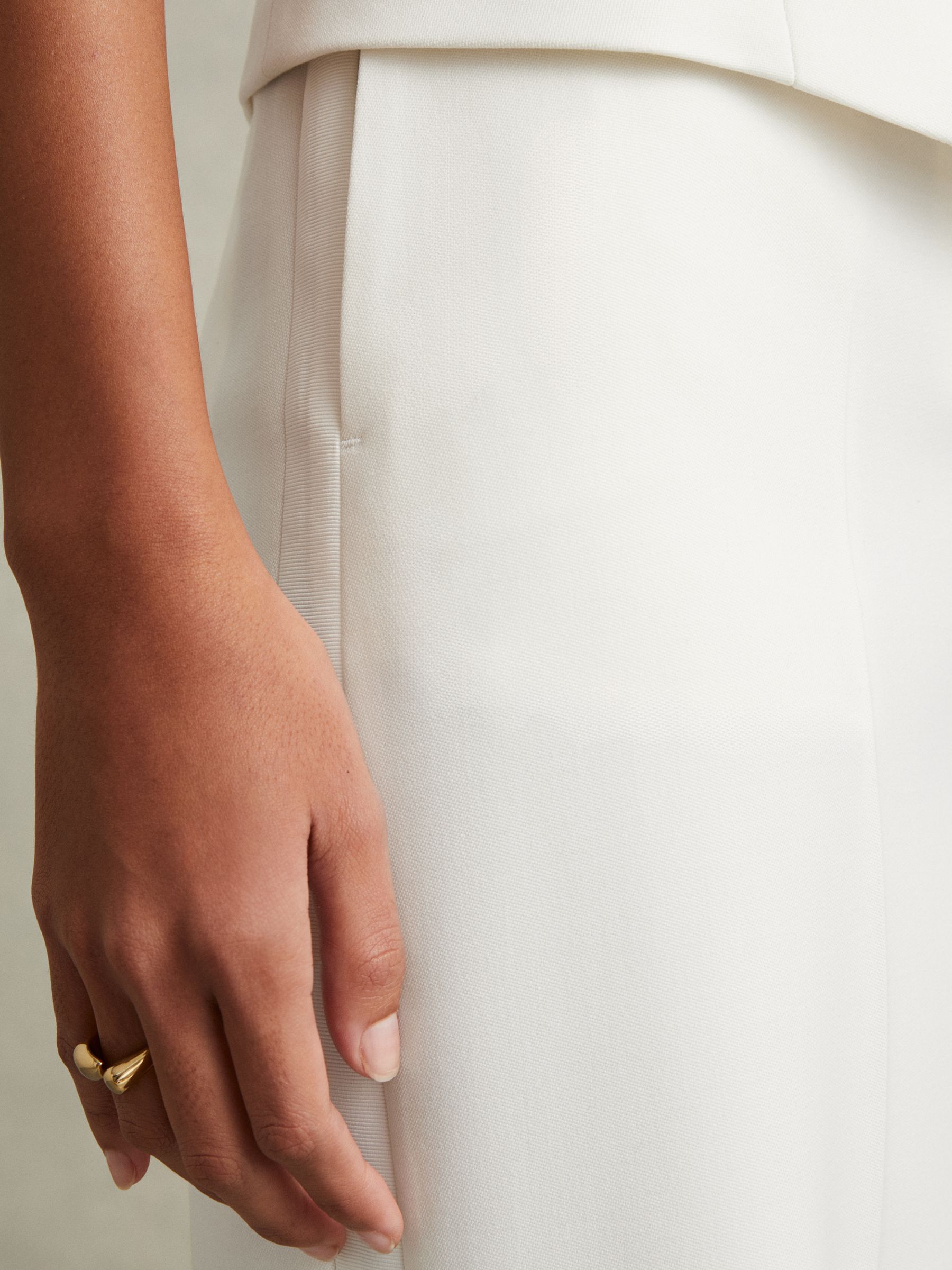 Petite Wool Blend Wide Leg Tux Trousers in White - Image 4 of 7
