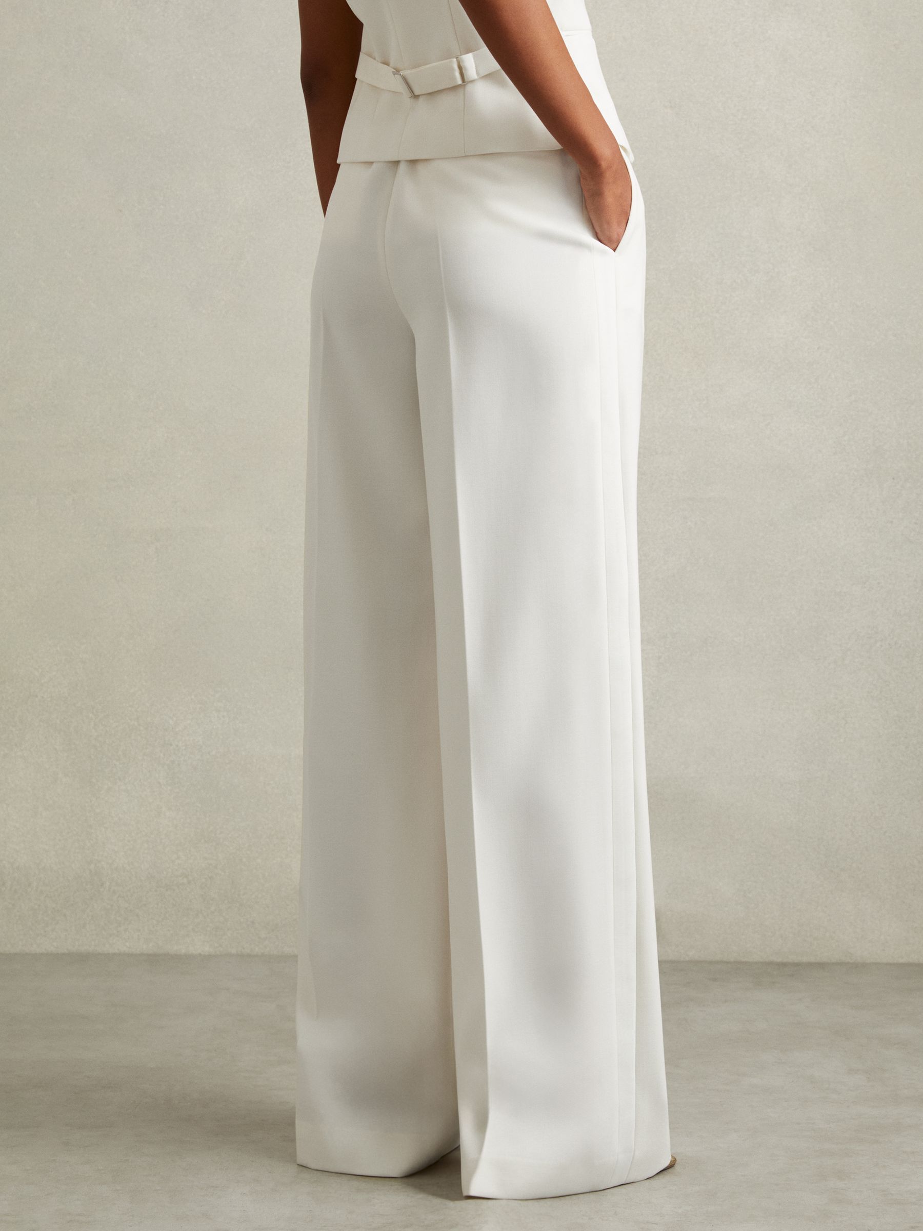 Petite Wool Blend Wide Leg Tux Trousers in White - Image 5 of 7