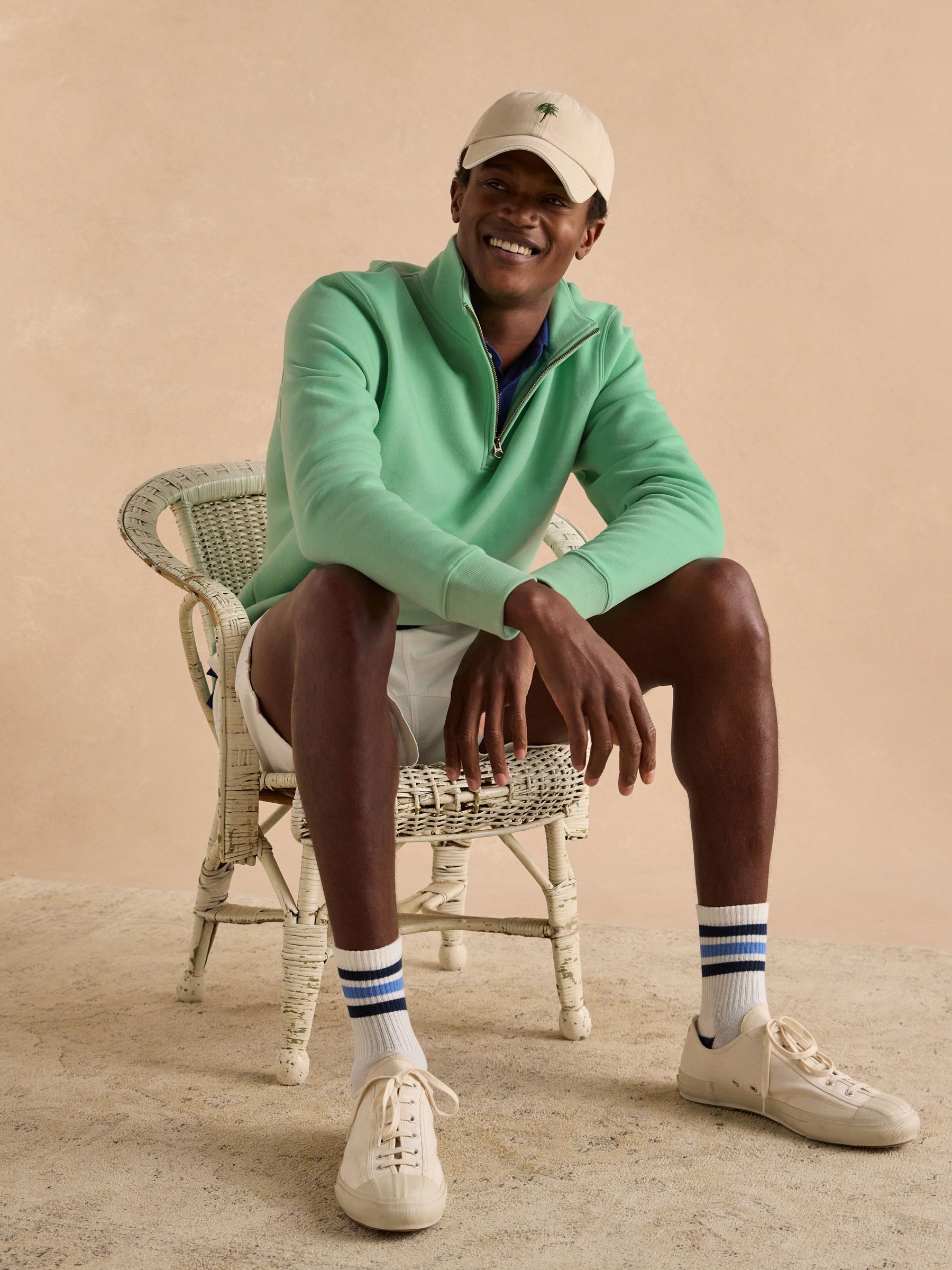 Jenkins Mint Green Brushed Cotton Quarter Zip Sweatshirt - Image 3 of 9