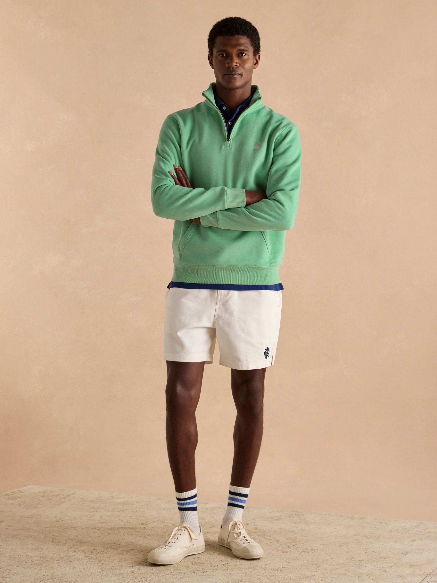 Jenkins Mint Green Brushed Cotton Quarter Zip Sweatshirt - Image 5 of 9