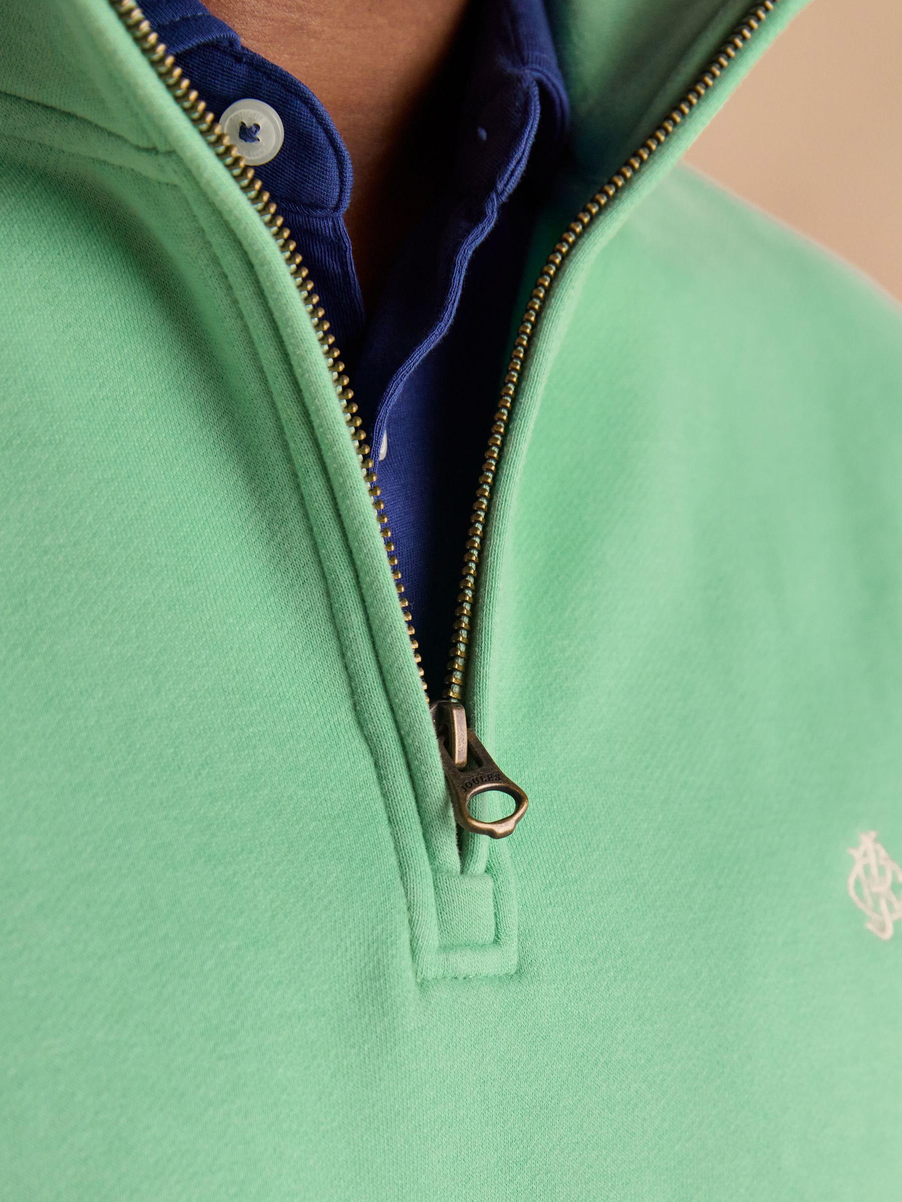 Jenkins Mint Green Brushed Cotton Quarter Zip Sweatshirt - Image 7 of 9