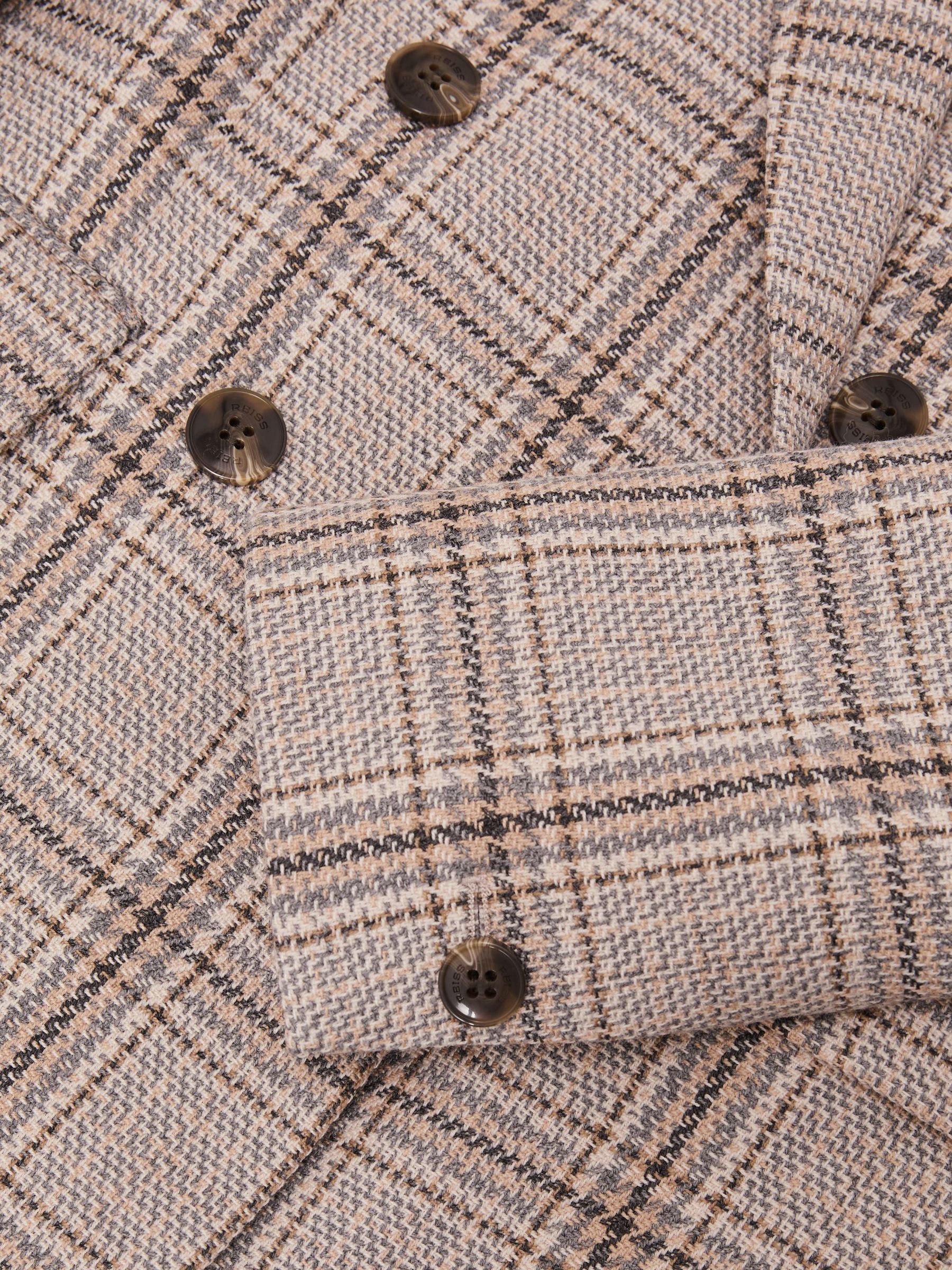 Wool-Blend Woven-Check Double-Breasted Blazer in Grey Check - Image 8 of 8