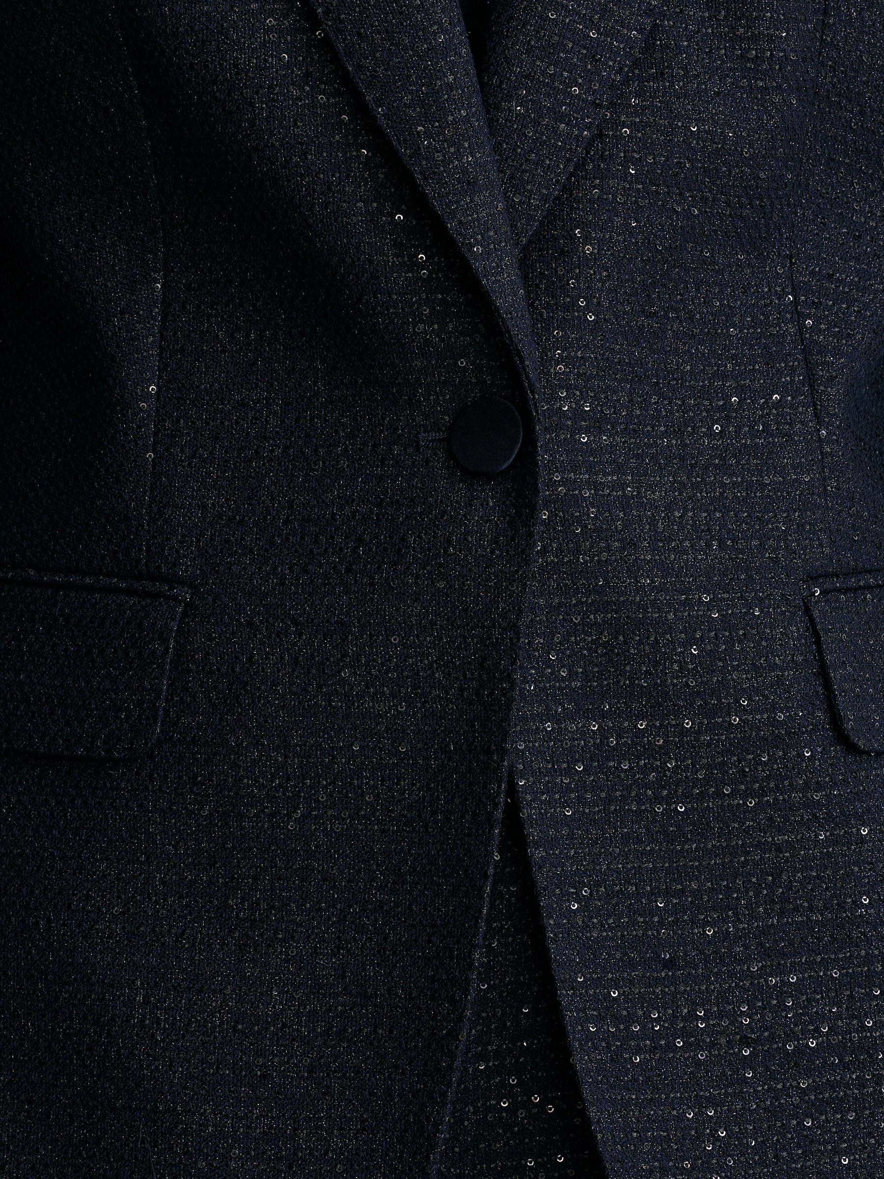 Sequin-Detail Single-Breasted Woven Blazer in Navy - Image 6 of 8