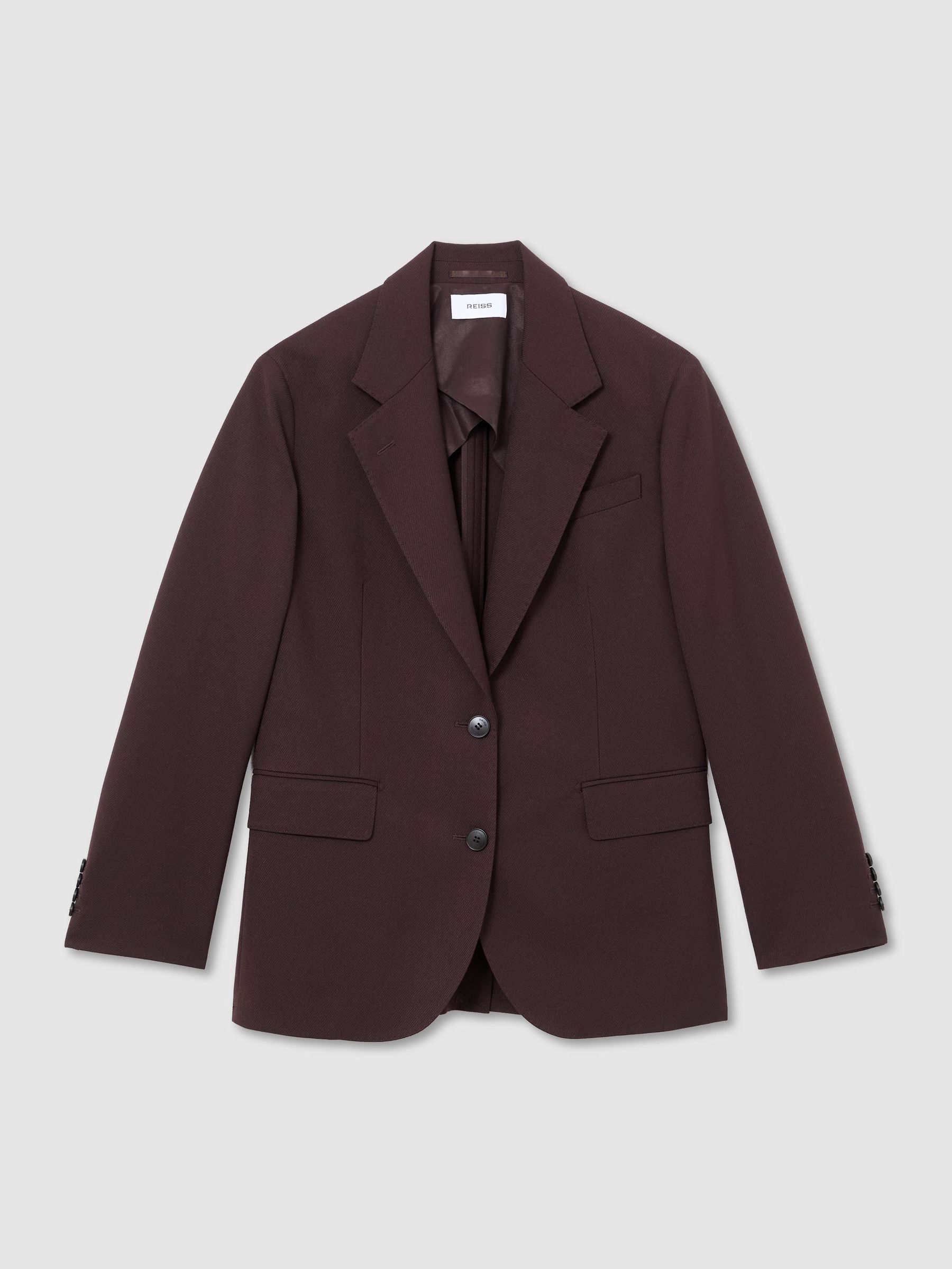 Stretch-Twill Relaxed Single-Breasted Blazer in Grape - Image 2 of 7 Stretch-Twill Relaxed Single-Breasted Blazer in Grape - Image 2 of 7