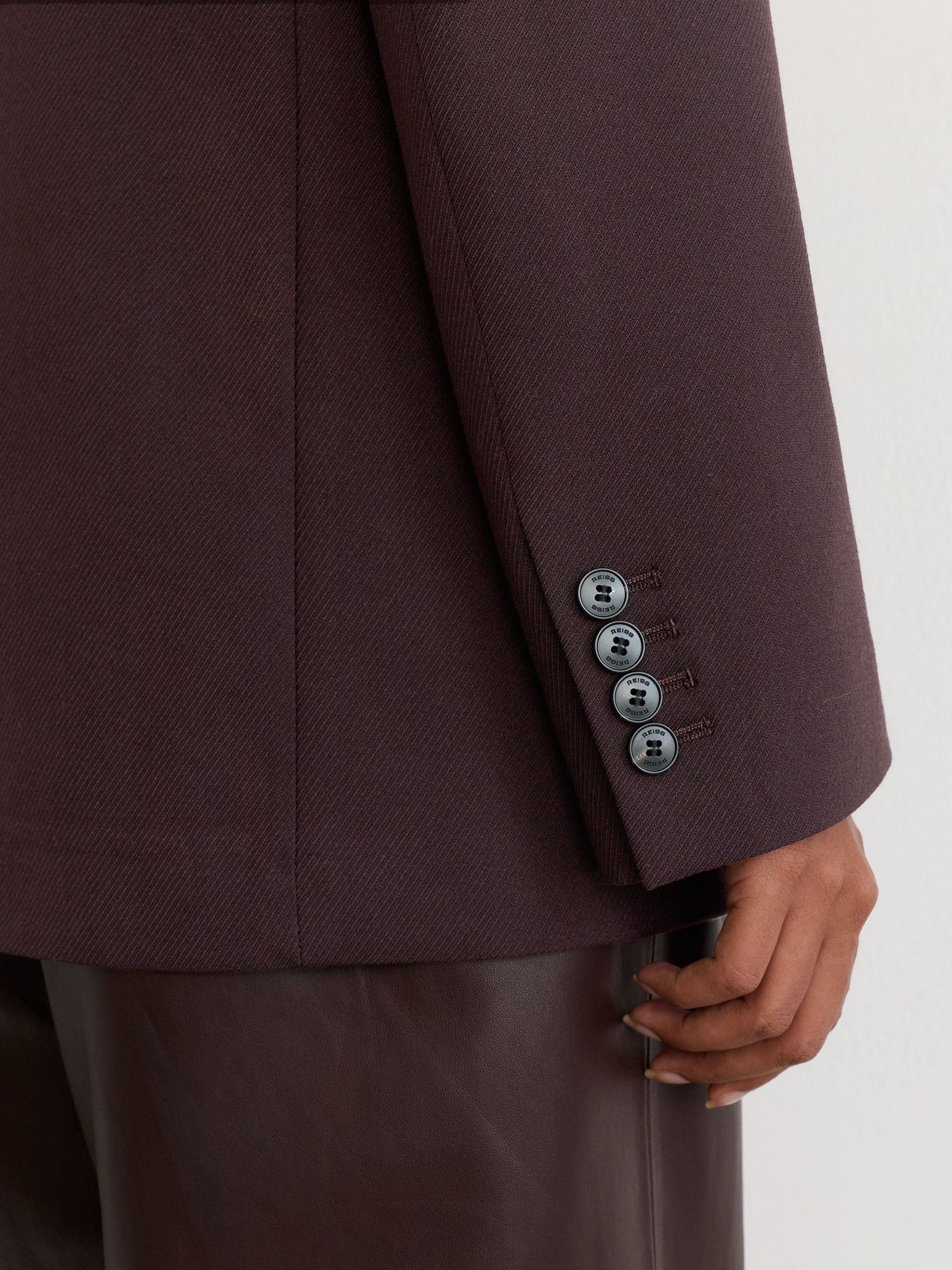 Stretch-Twill Relaxed Single-Breasted Blazer in Grape - Image 5 of 7