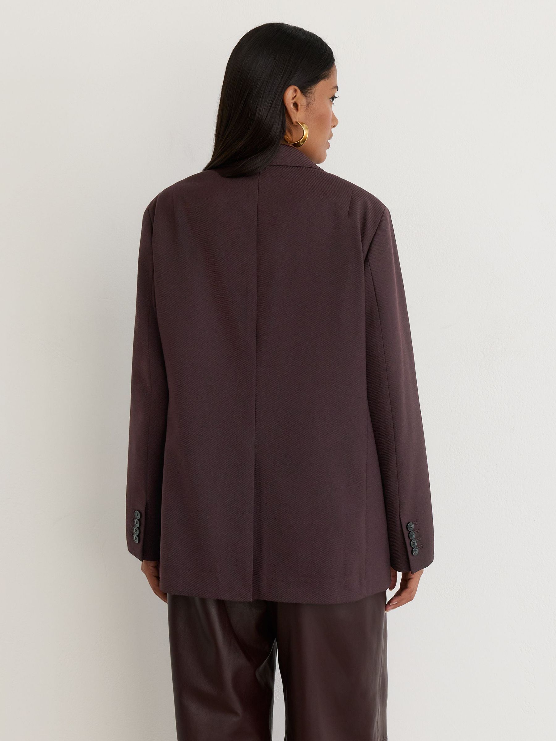 Stretch-Twill Relaxed Single-Breasted Blazer in Grape - Image 6 of 7
