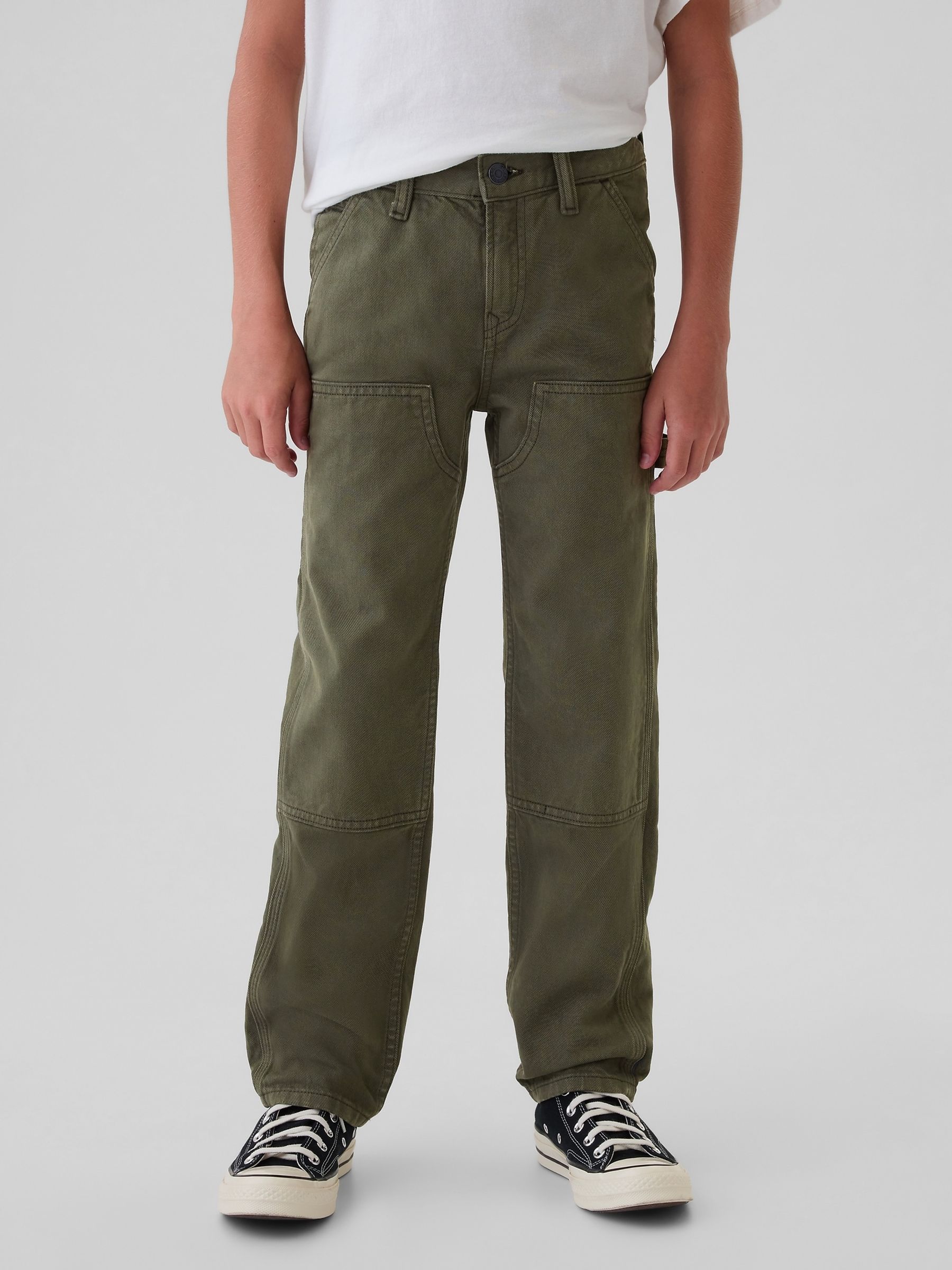 Green Cotton Straight Fit Carpenter Jeans (5-13yrs) - Image 1 of 6