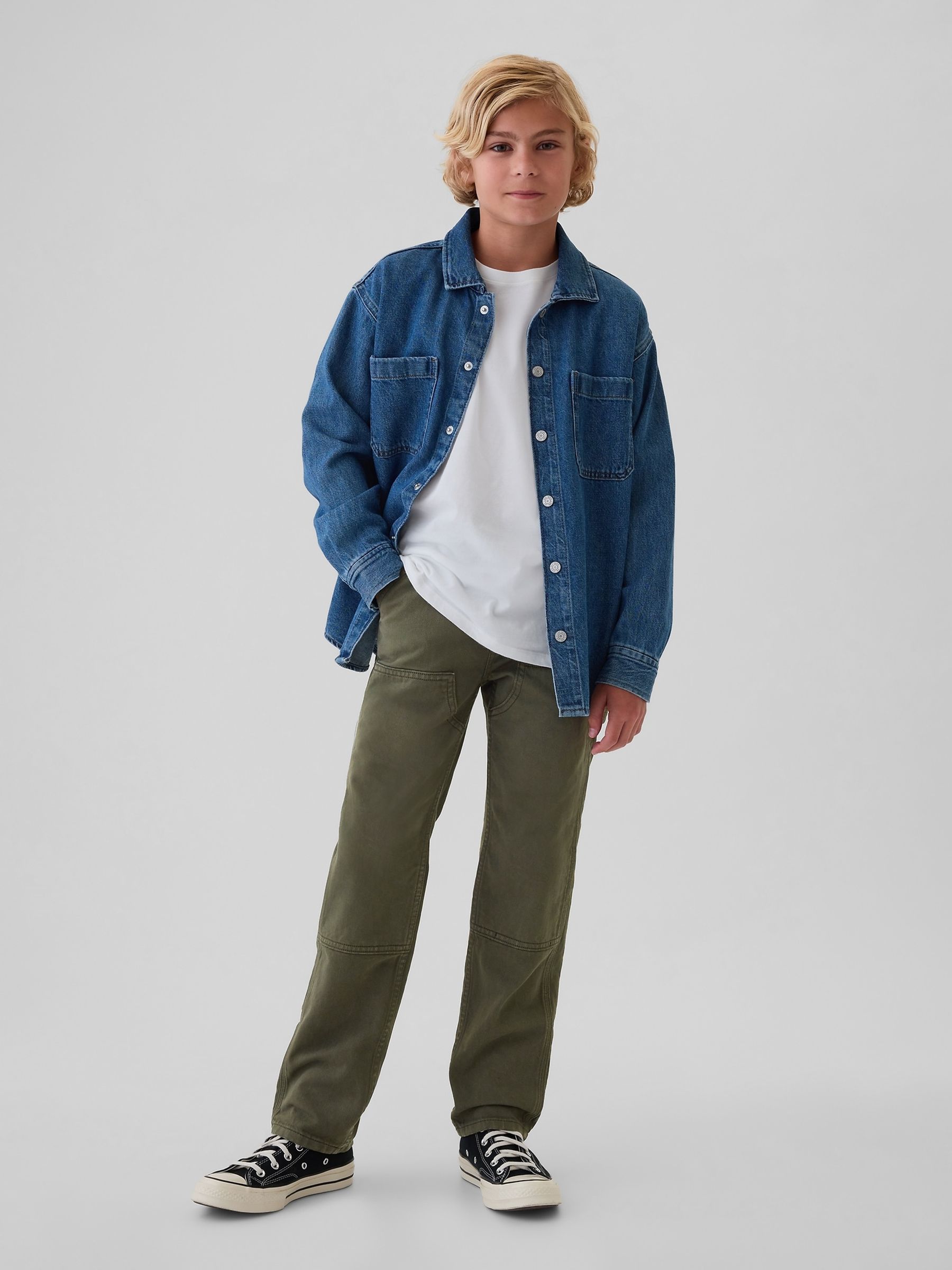 Green Cotton Straight Fit Carpenter Jeans (5-13yrs) - Image 3 of 6