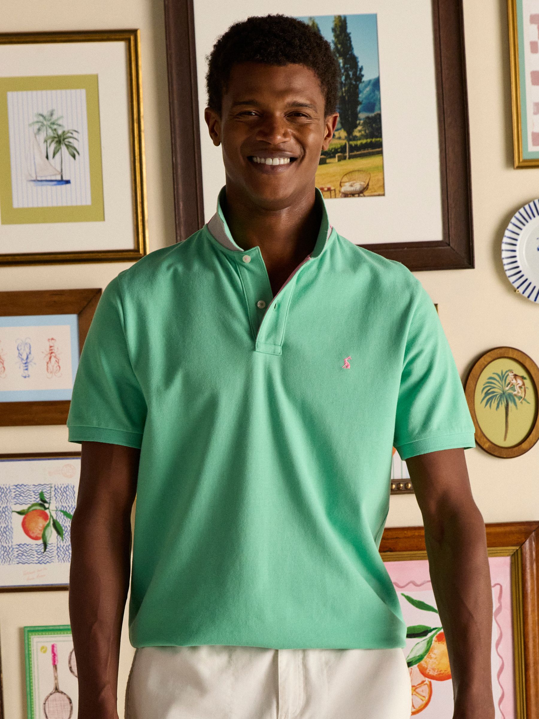 Woody Light Green Cotton Pique Polo Shirt - Image 1 of 8 Woody Light Green Cotton Pique Polo Shirt - Image 1 of 8