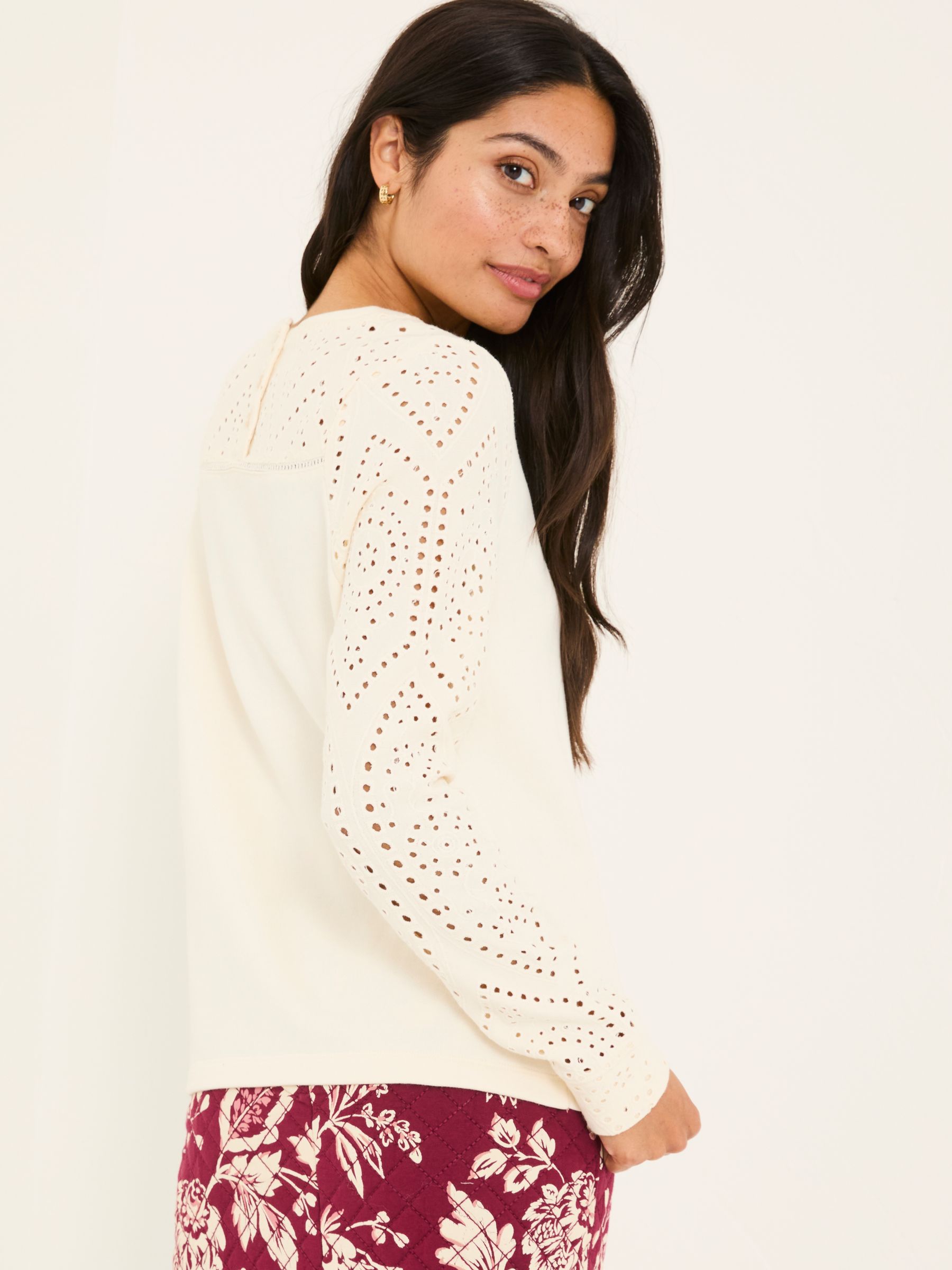 Ivory Broderie Crew 100% Cotton Sweatshirt - Image 2 of 9