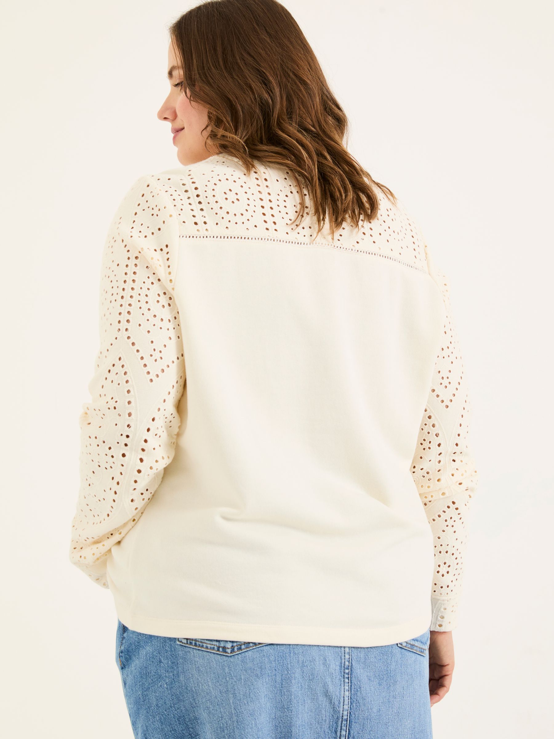 Ivory Broderie Crew 100% Cotton Sweatshirt - Image 6 of 9