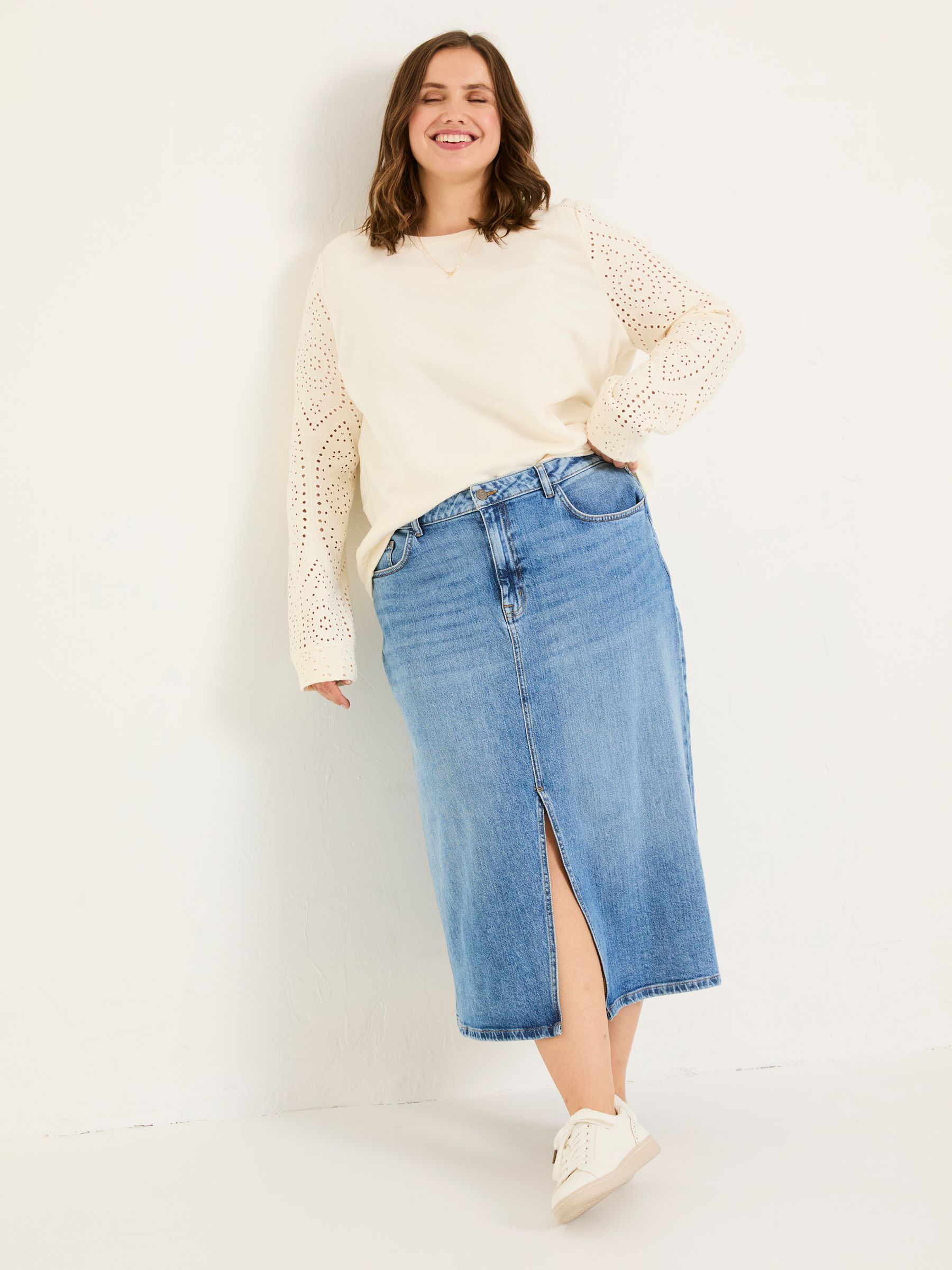 Ivory Broderie Crew 100% Cotton Sweatshirt - Image 7 of 9