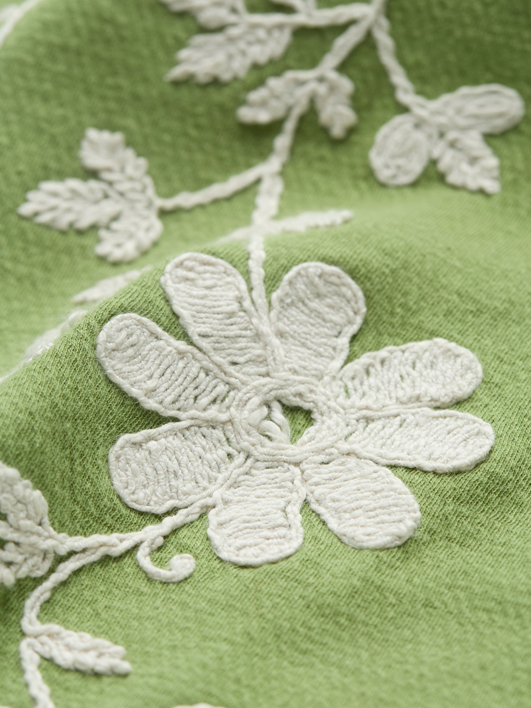 Olive Green 100% Cotton Embroidered Jersey Waistcoat - Image 9 of 9