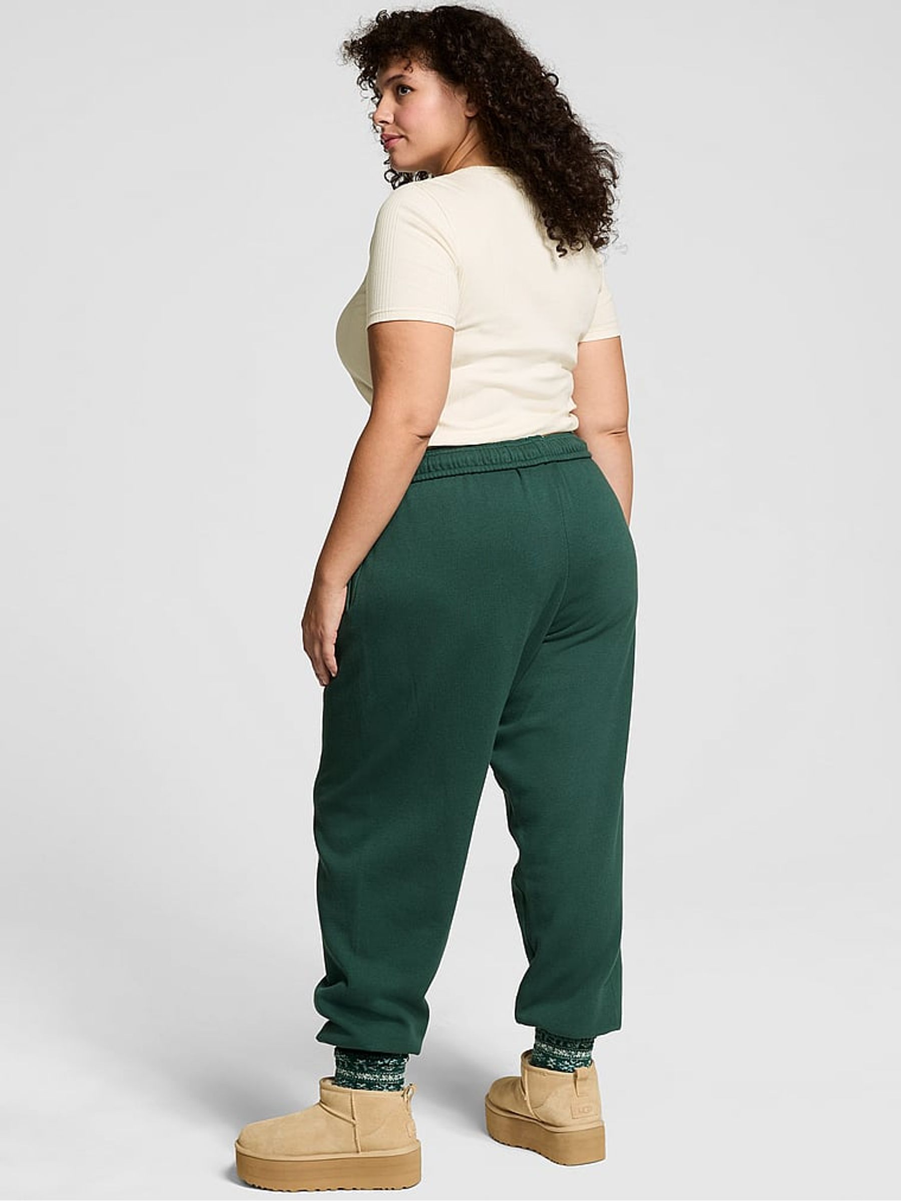 Deep Forest Green Aspen Cuffed Fleece Joggers - Image 2 of 3