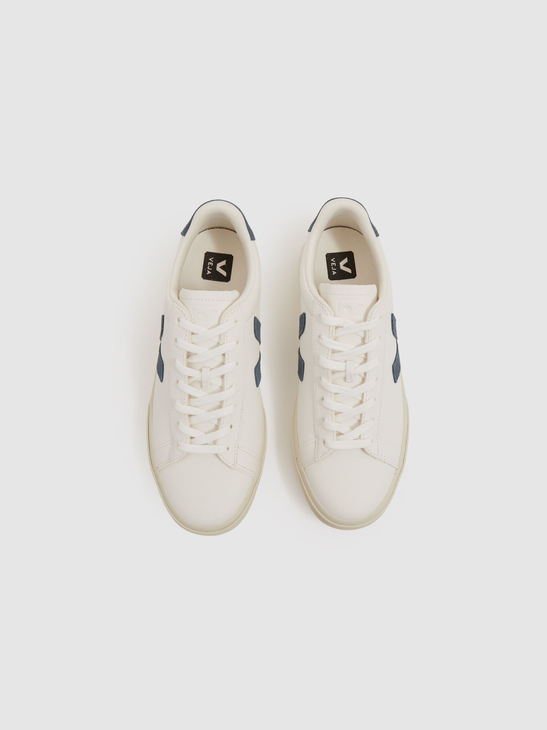 Veja Leather Suede Logo Trainers in Blue/White - Image 2 of 4
