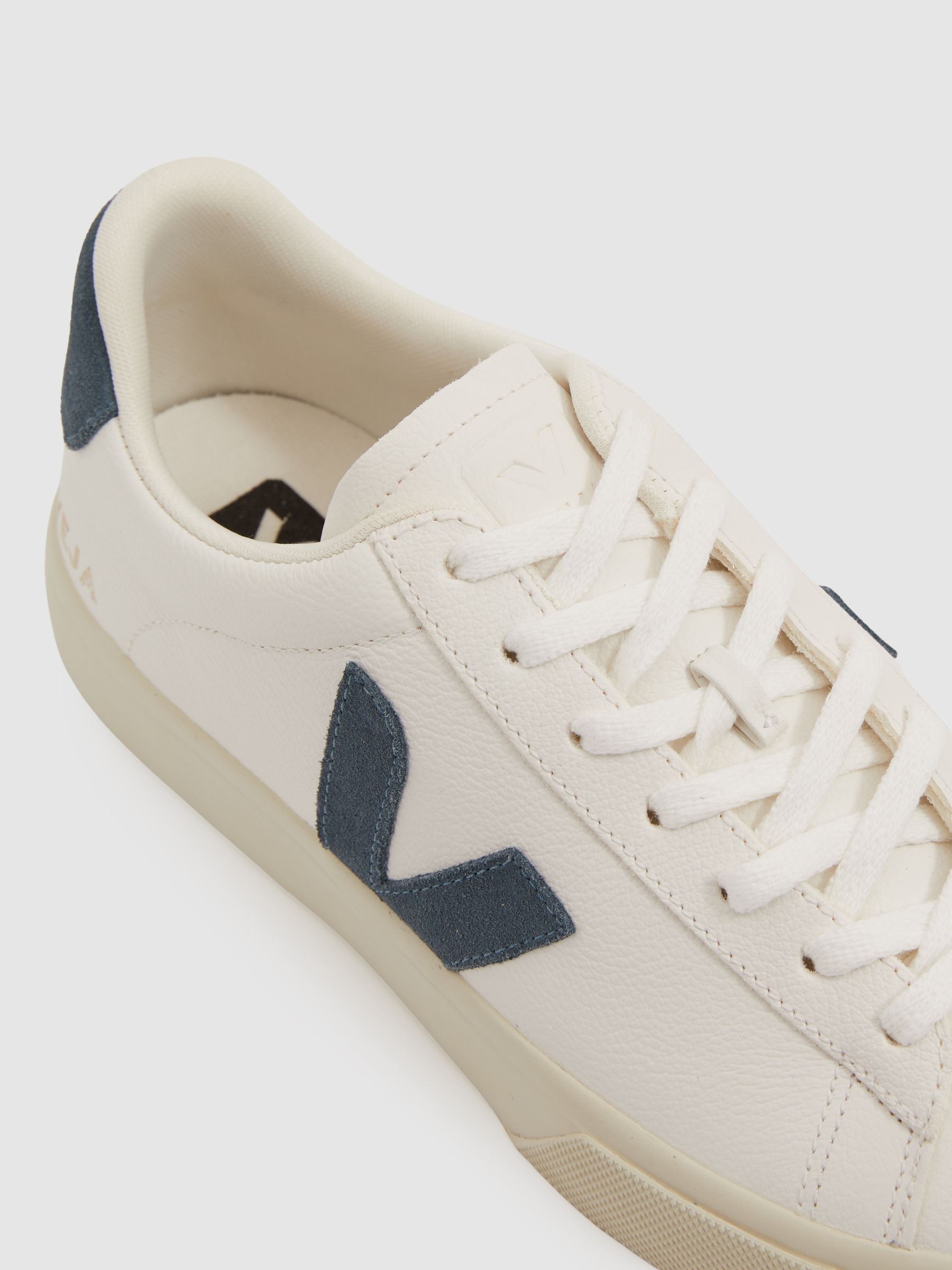 Veja Leather Suede Logo Trainers in Blue/White - Image 3 of 4