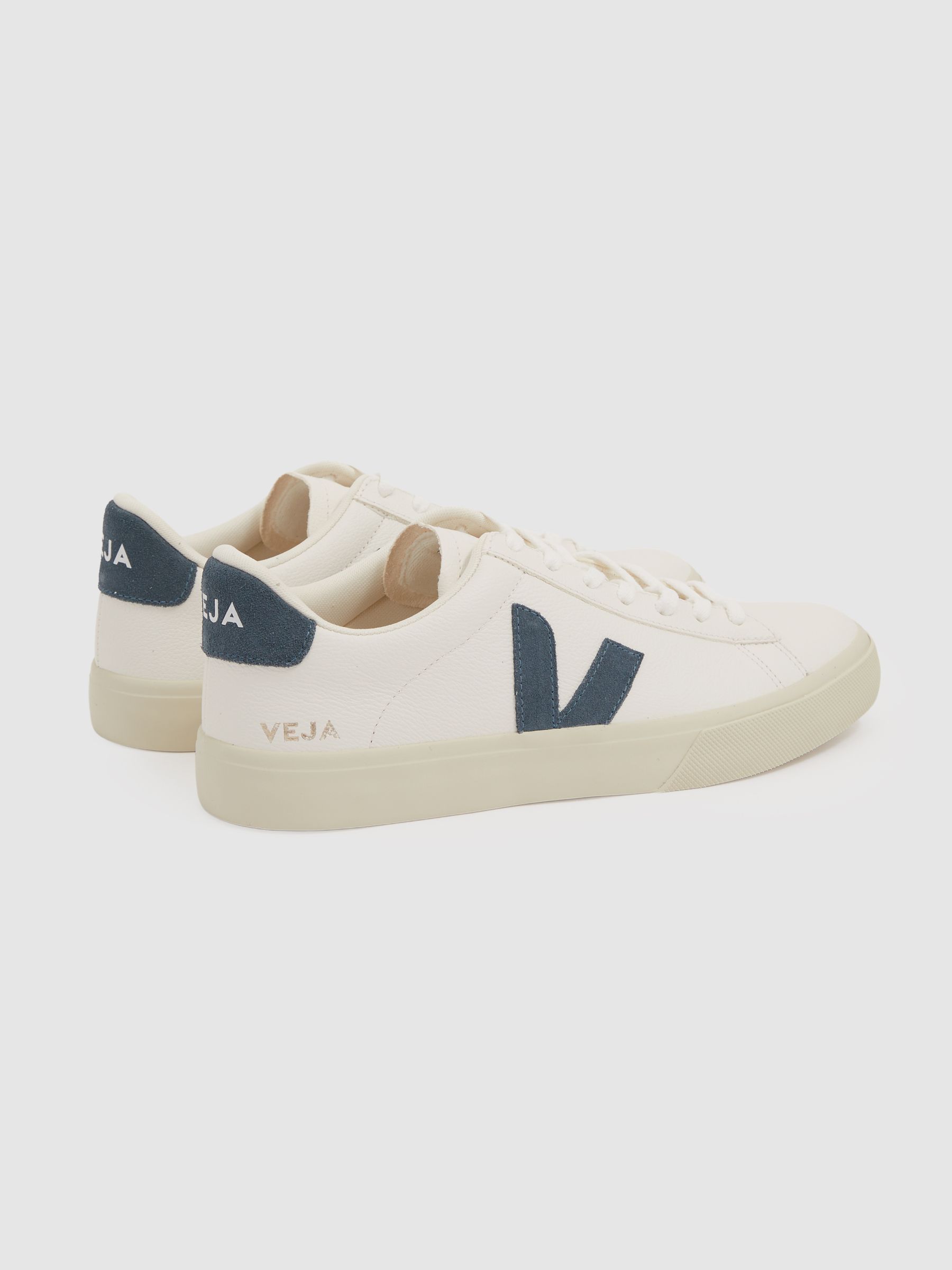 Veja Leather Suede Logo Trainers in Blue/White - Image 4 of 4