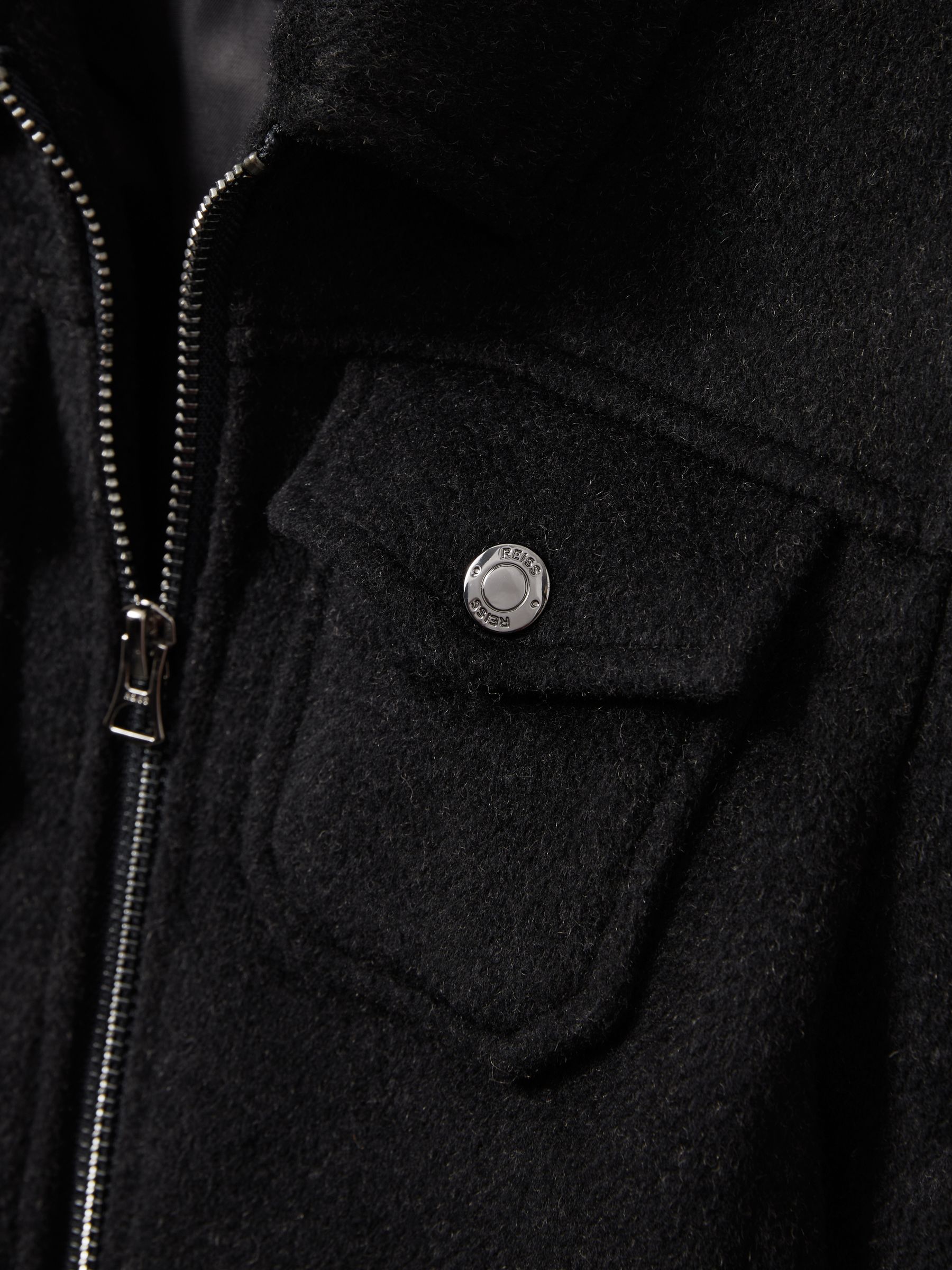 Wool-Blend Melton Trucker Jacket in Dark Indigo Melange - Image 4 of 4