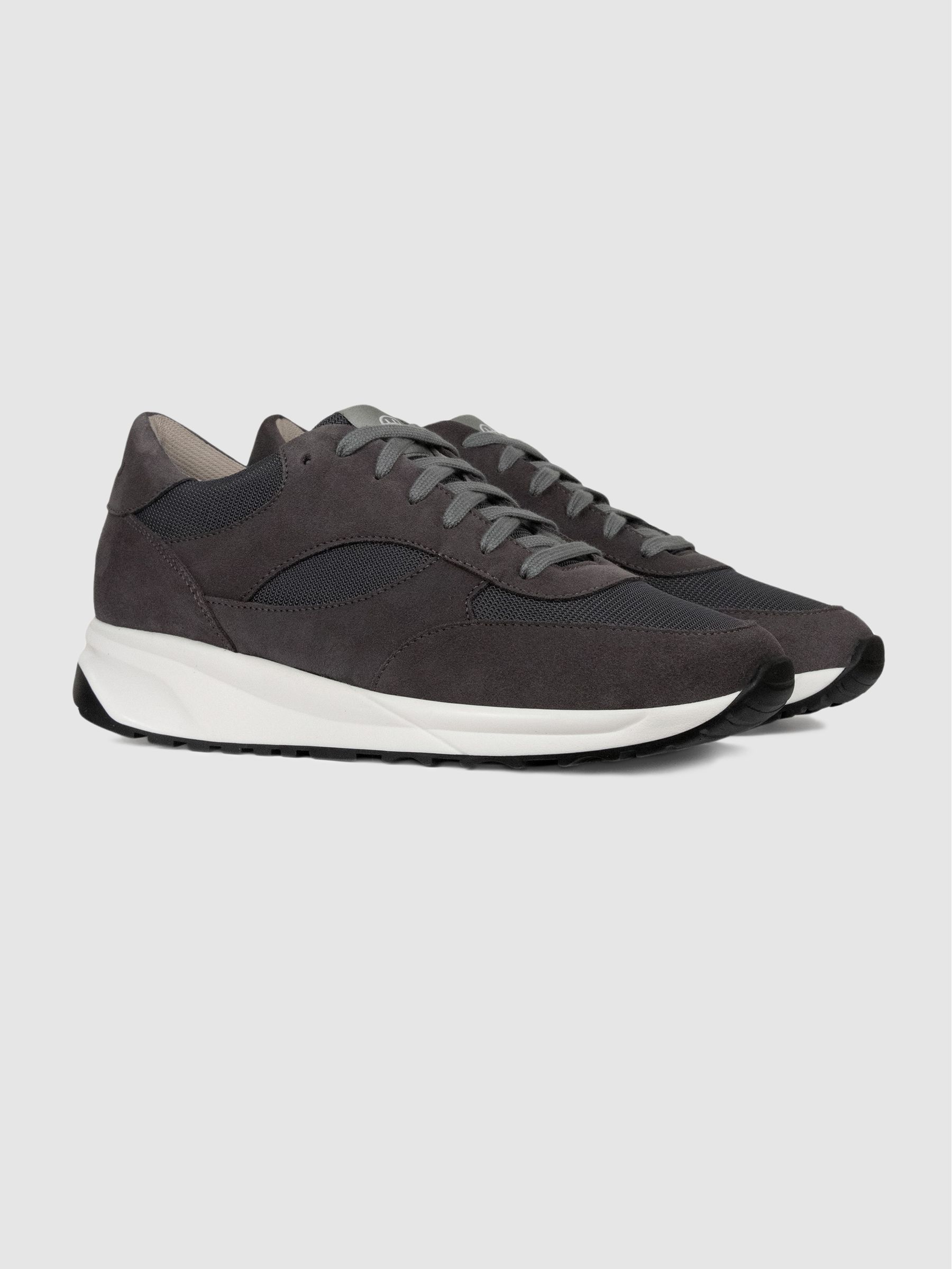 Unseen Footwear Suede and Mesh Rozel Trainers in Grey - Image 2 of 4