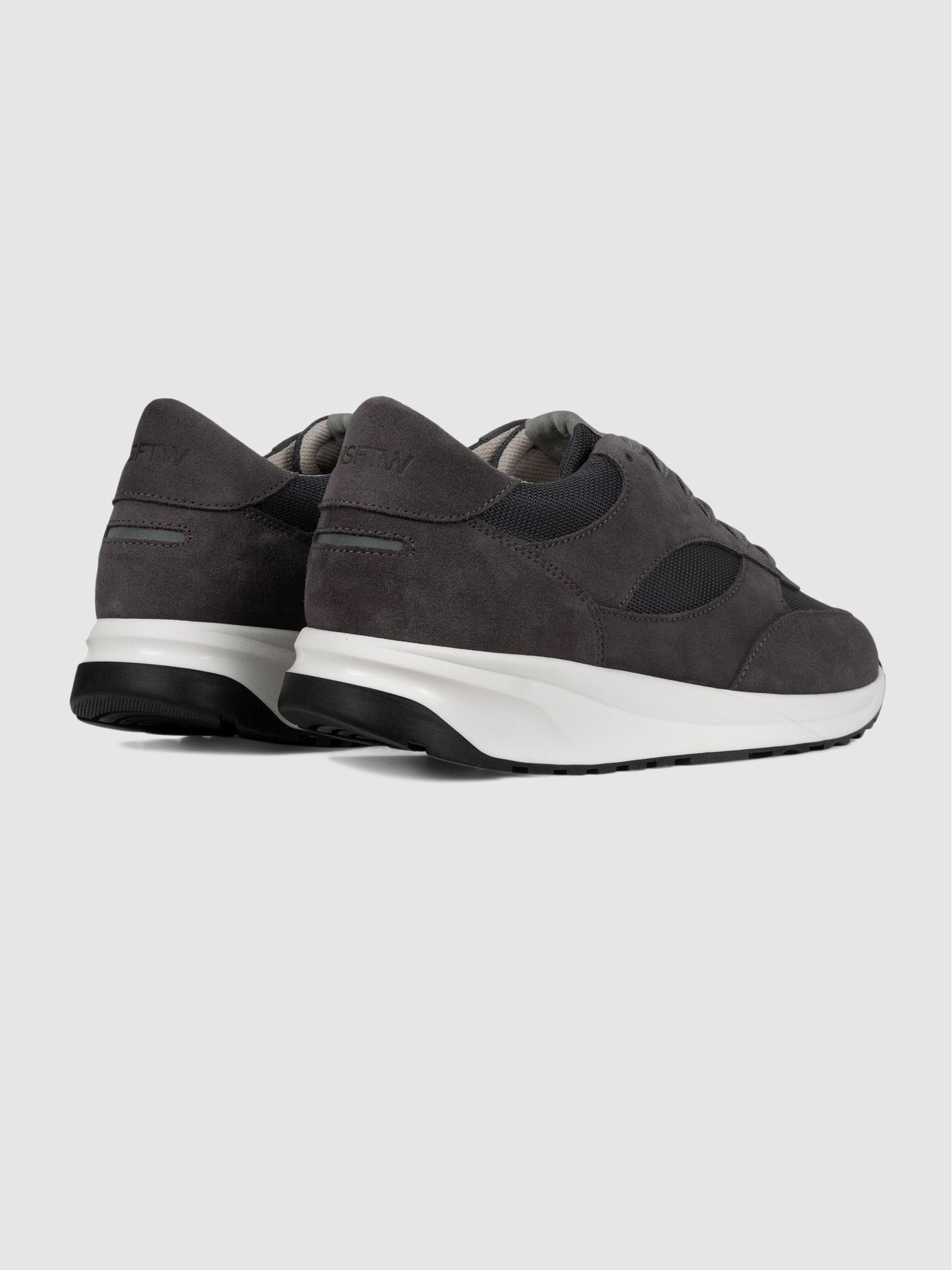 Unseen Footwear Suede and Mesh Rozel Trainers in Grey - Image 3 of 4