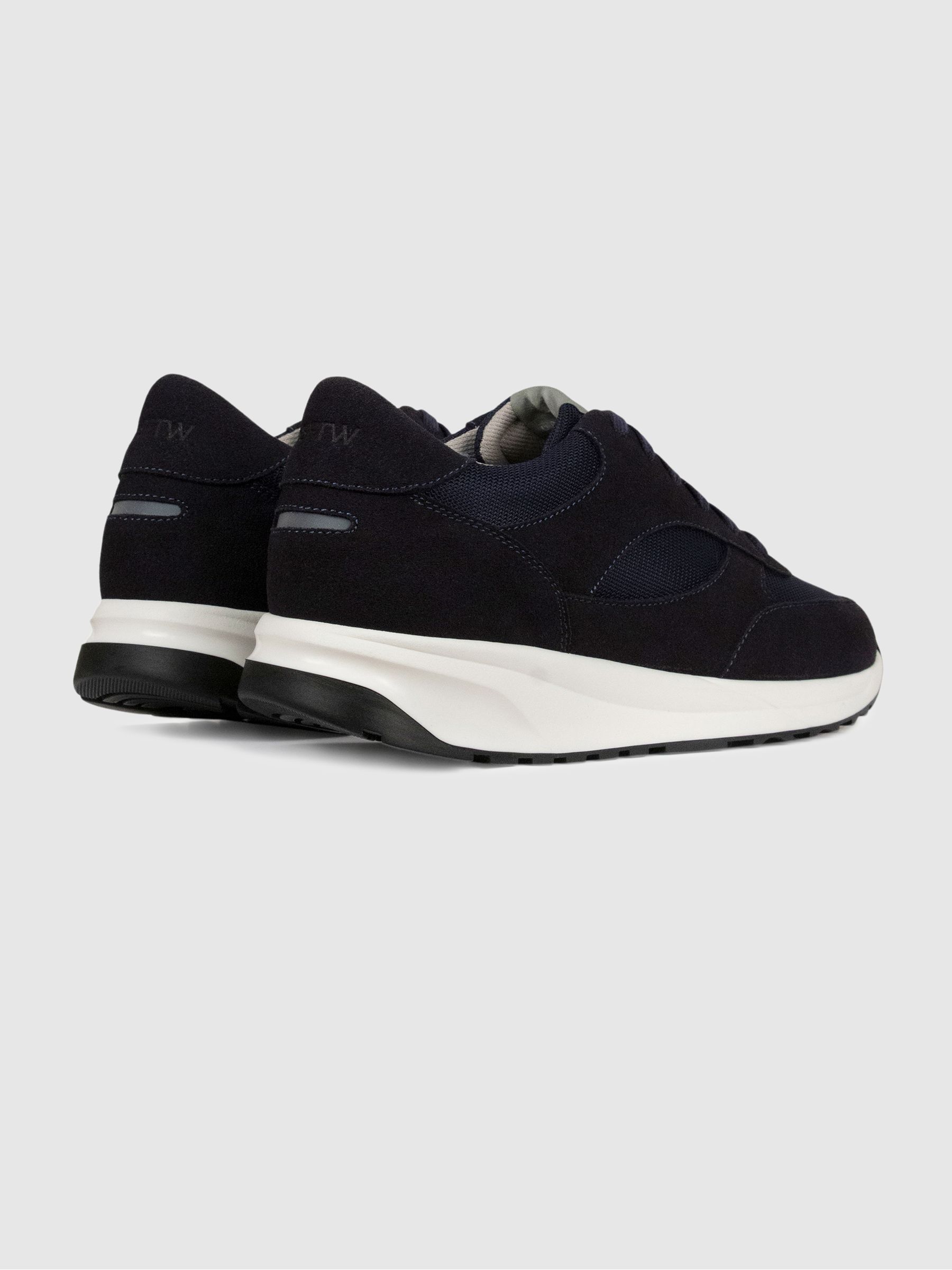 Unseen Footwear Suede and Mesh Rozel Trainers in Navy - Image 3 of 4