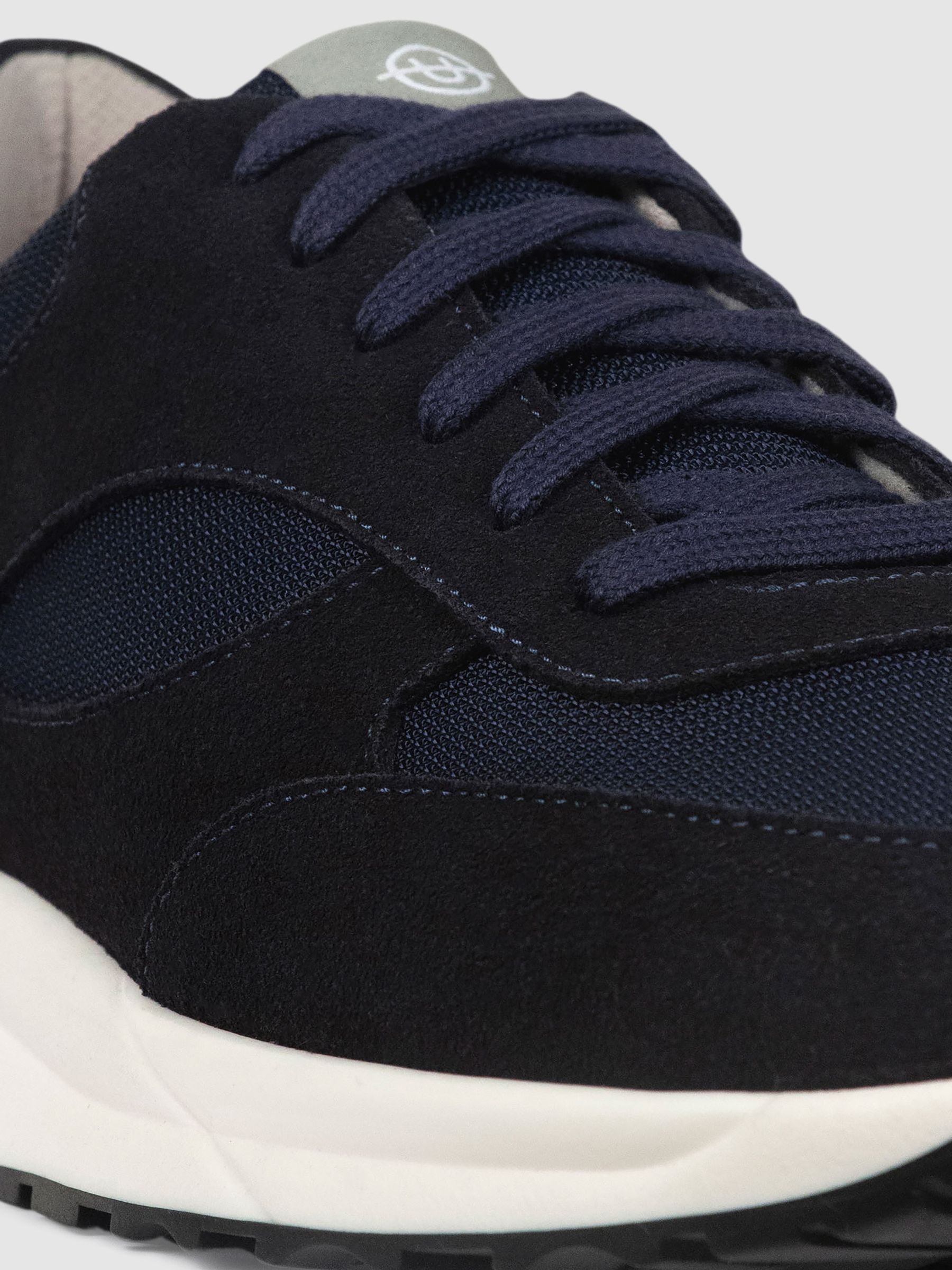 Unseen Footwear Suede and Mesh Rozel Trainers in Navy - Image 4 of 4