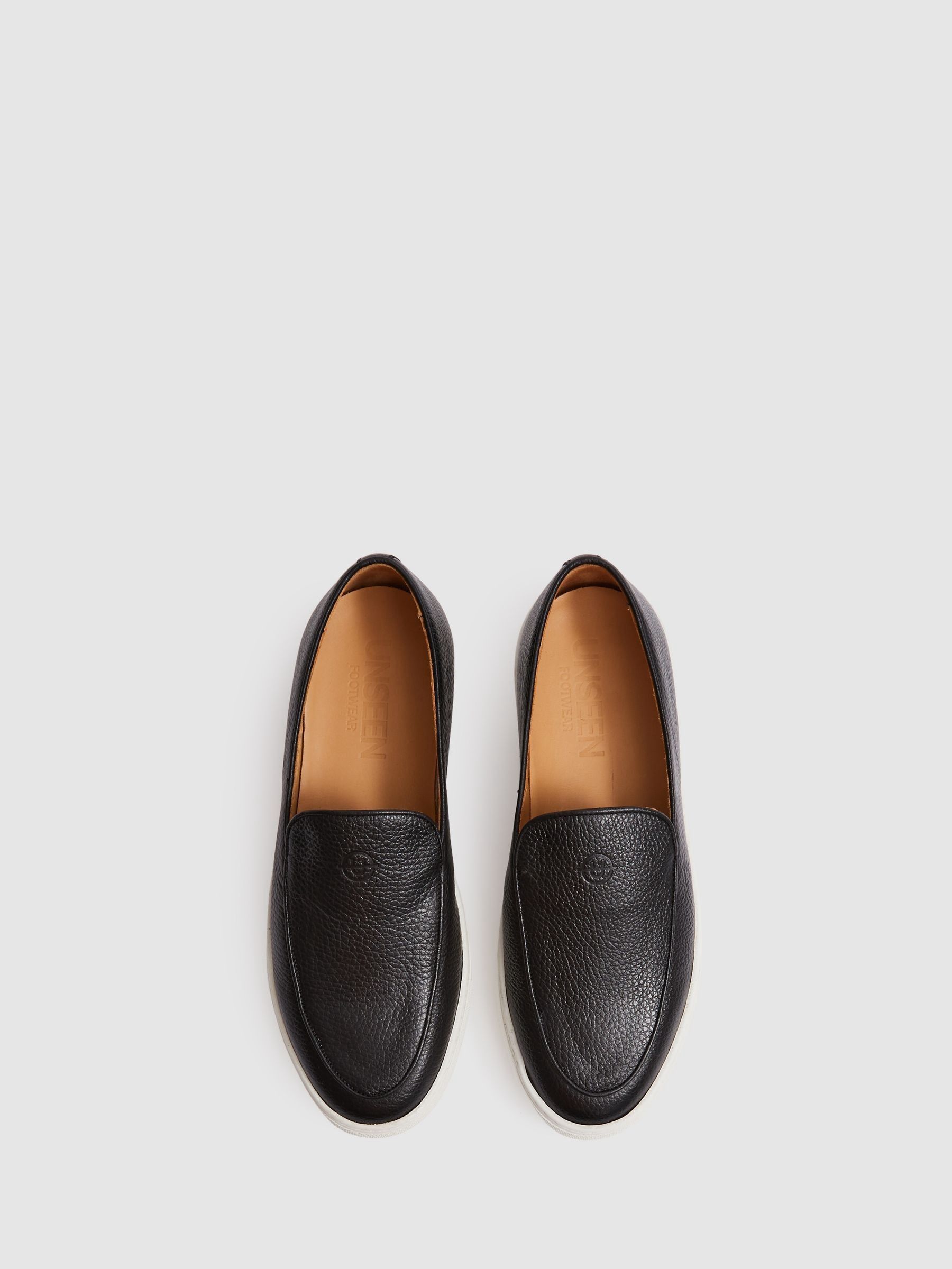 Unseen Footwear Leather Georgetown Trainers in Black/White - Image 2 of 4