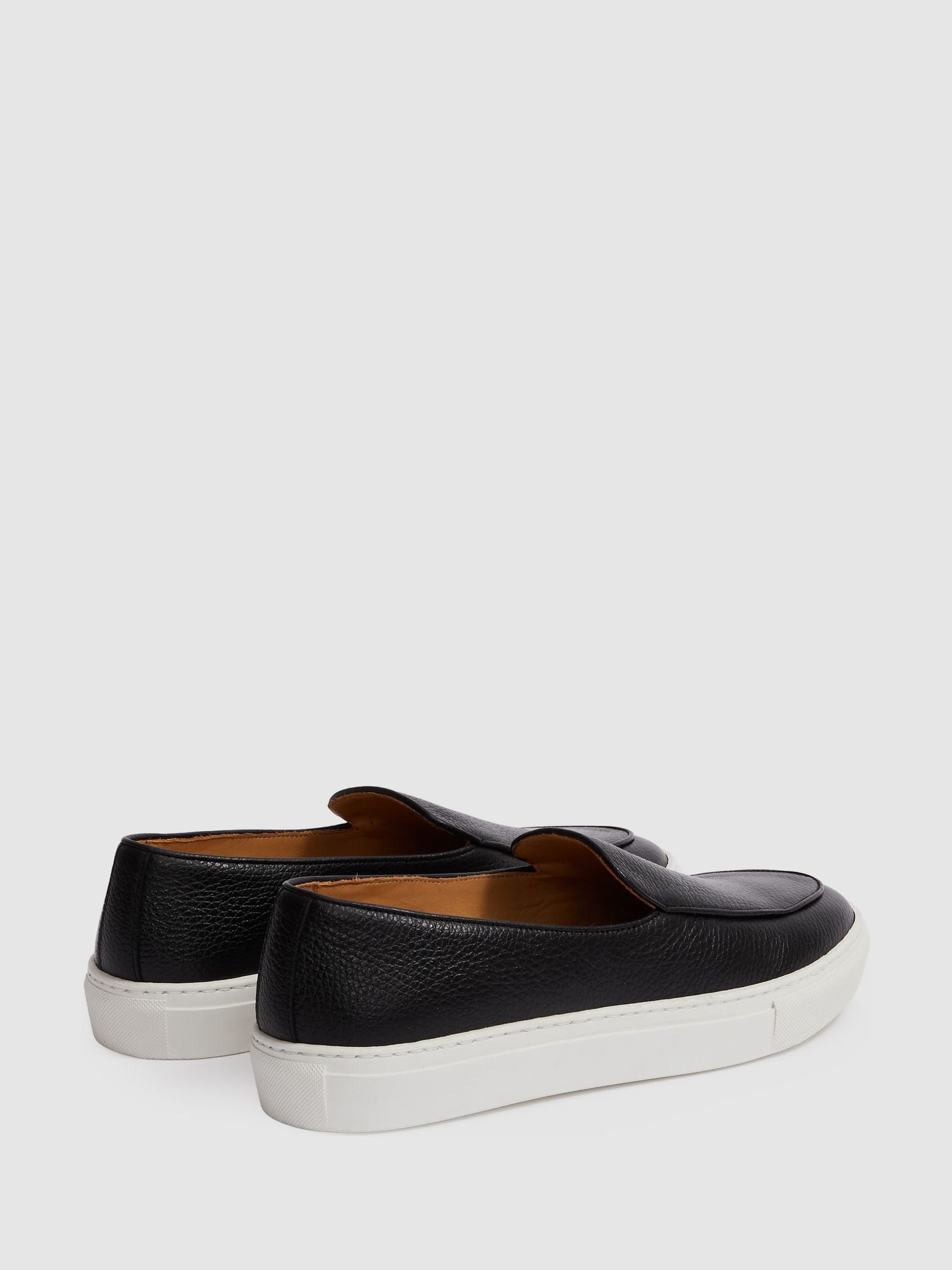 Unseen Footwear Leather Georgetown Trainers in Black/White - Image 3 of 4