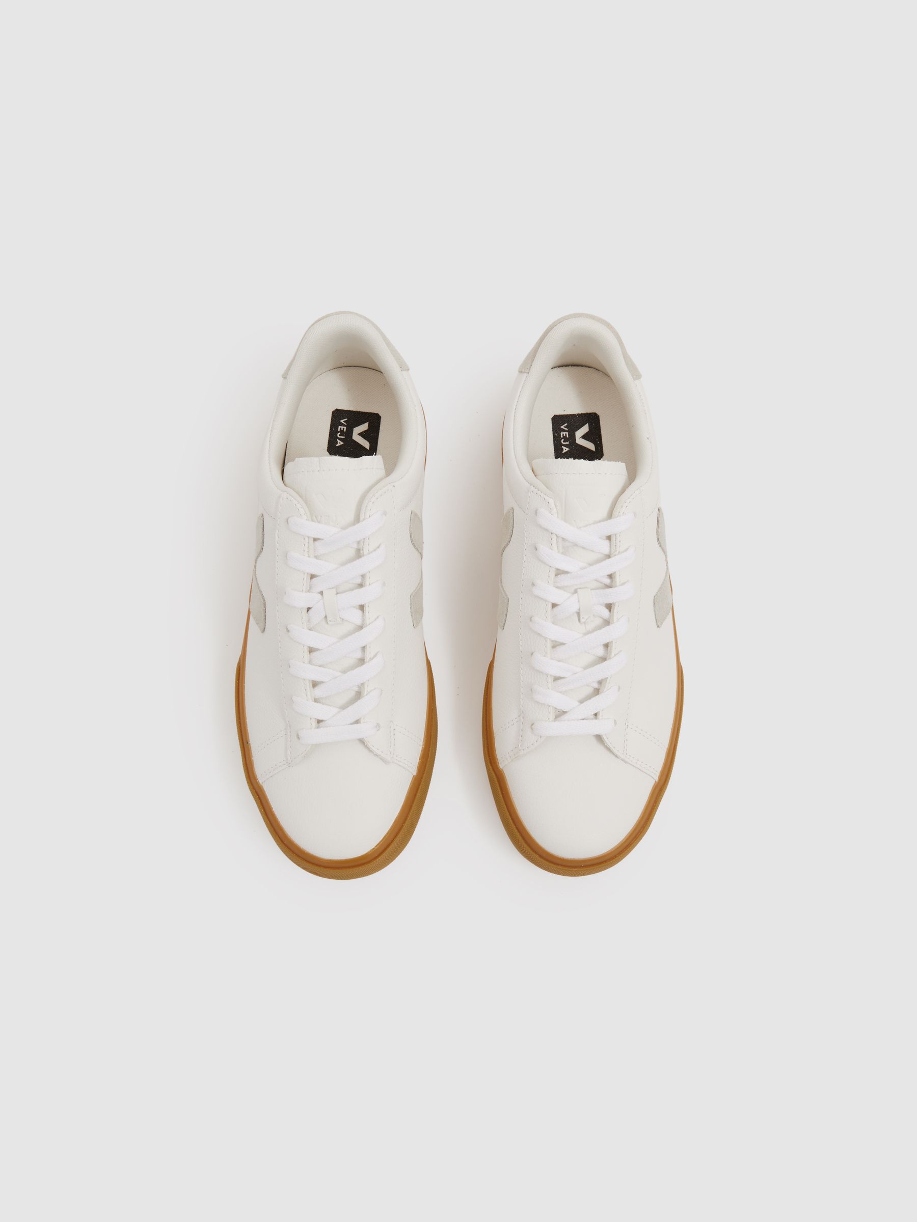 Veja Leather Suede Logo Trainers in Tan - Image 2 of 4