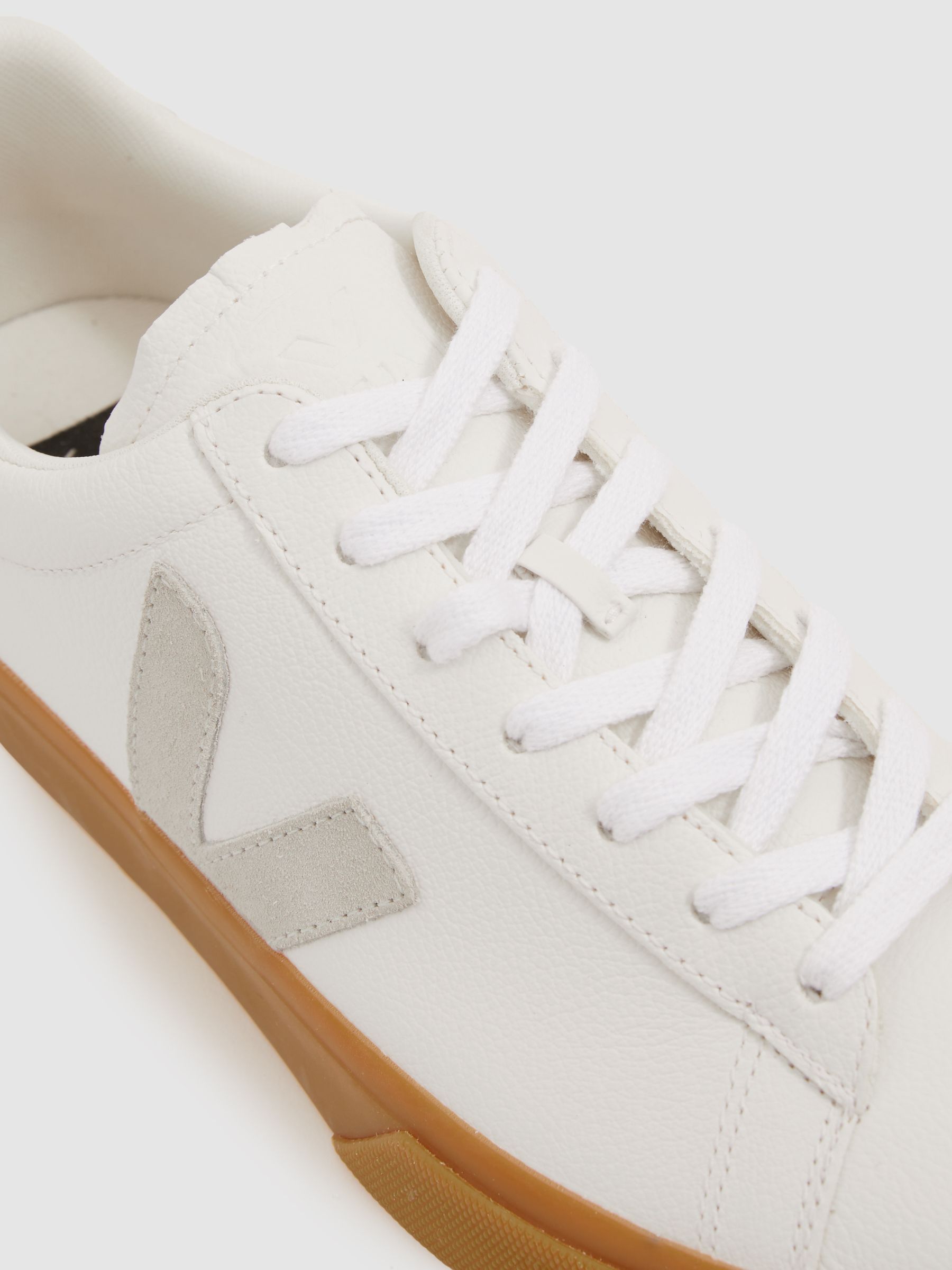 Veja Leather Suede Logo Trainers in Tan - Image 3 of 4