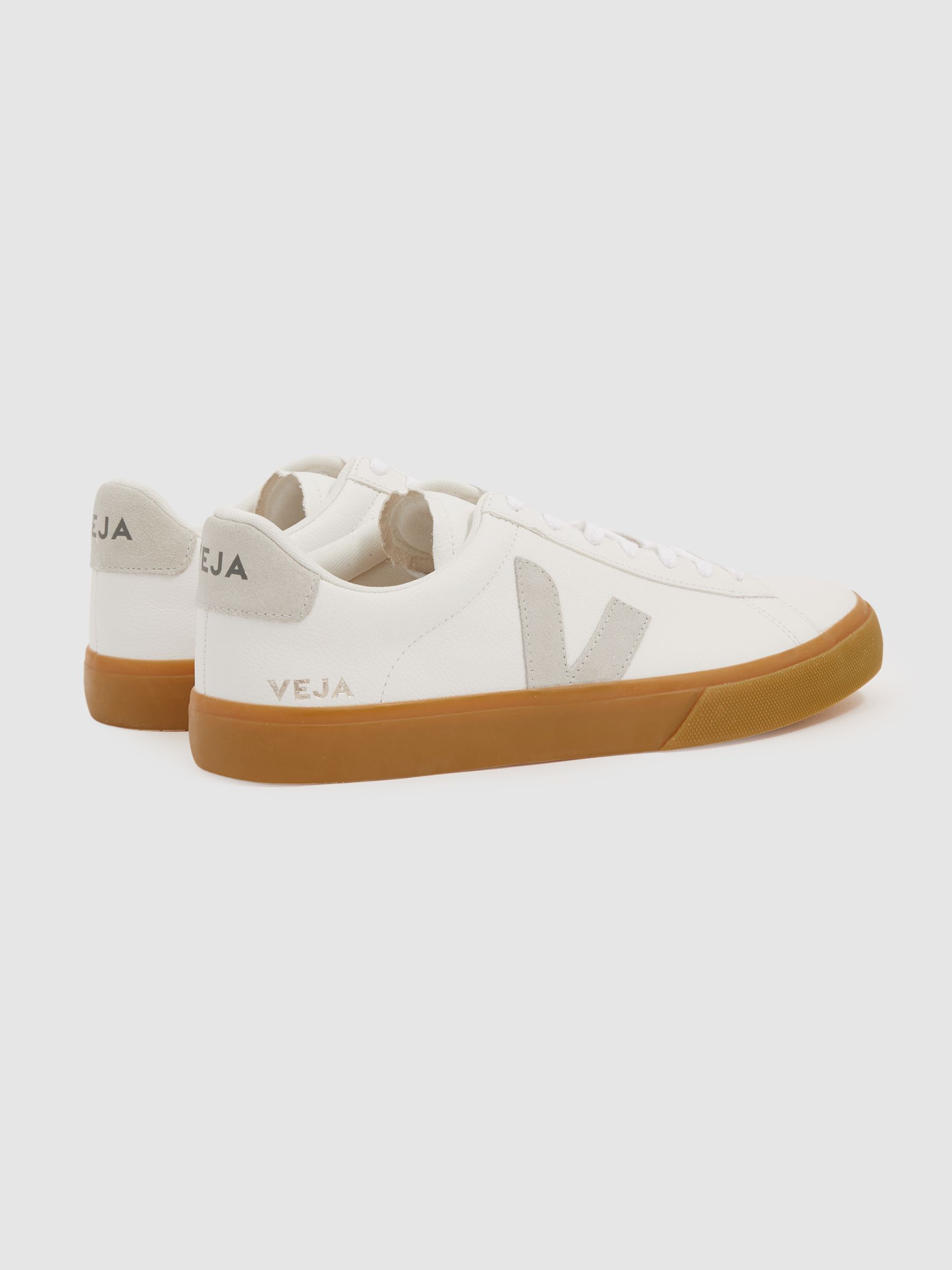 Veja Leather Suede Logo Trainers in Tan - Image 4 of 4