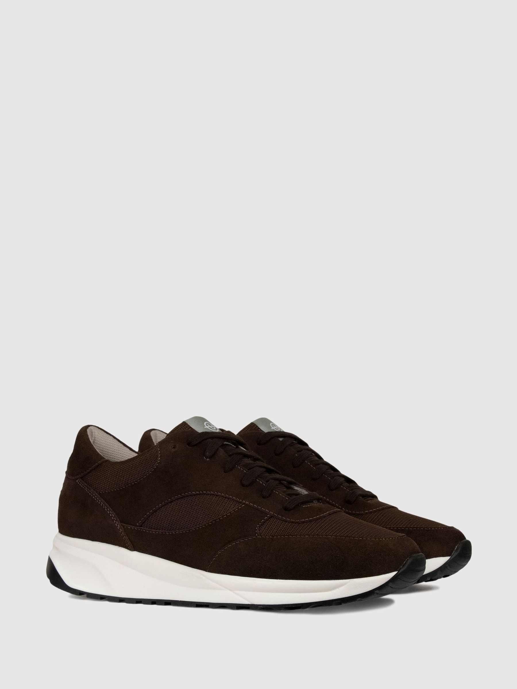 Unseen Footwear Suede and Mesh Rozel Trainers in Brown - Image 2 of 4