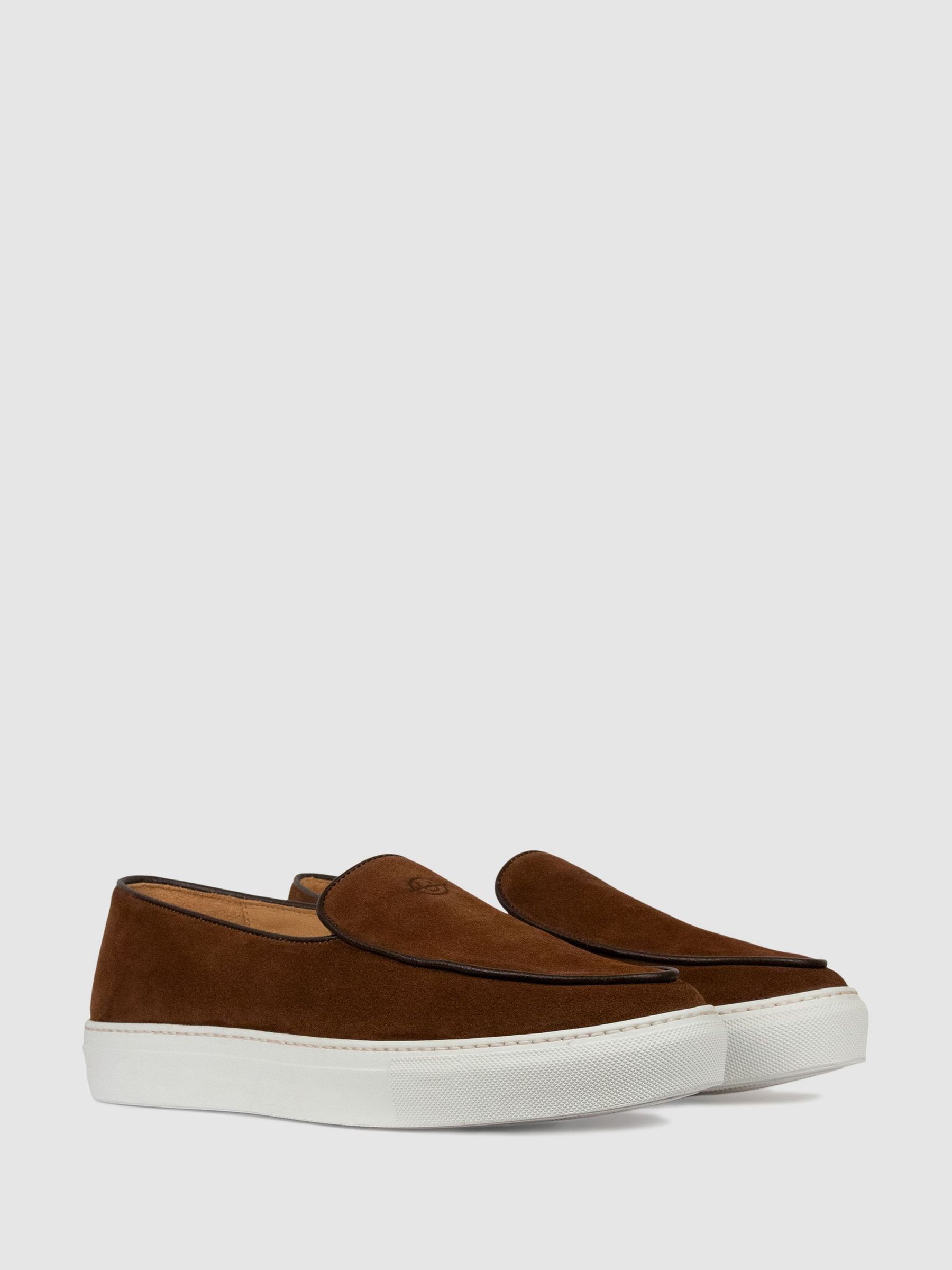 Unseen Footwear Suede Georgetown Trainers in Brown/White - Image 2 of 3