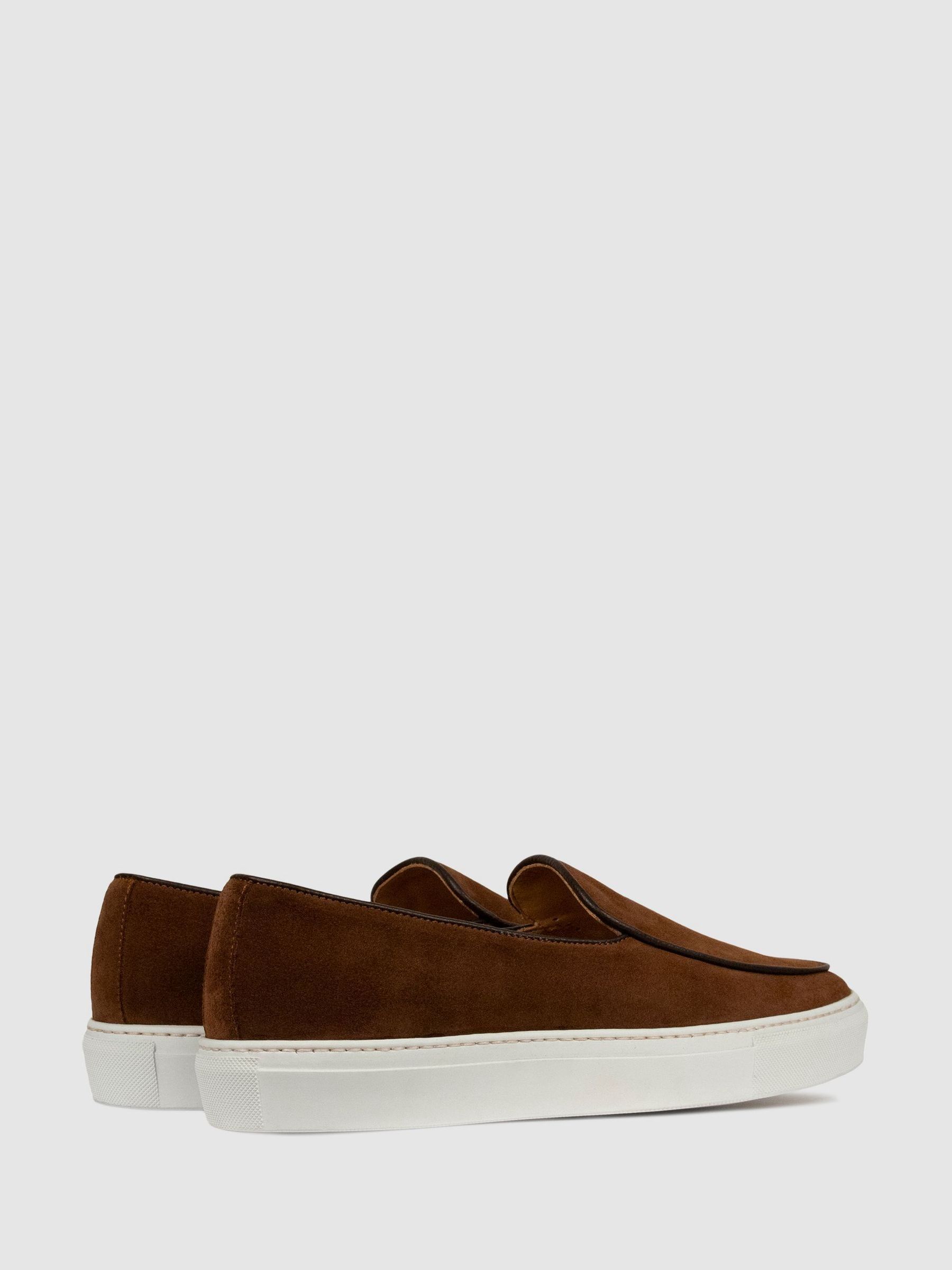 Unseen Footwear Suede Georgetown Trainers in Brown/White - Image 3 of 3