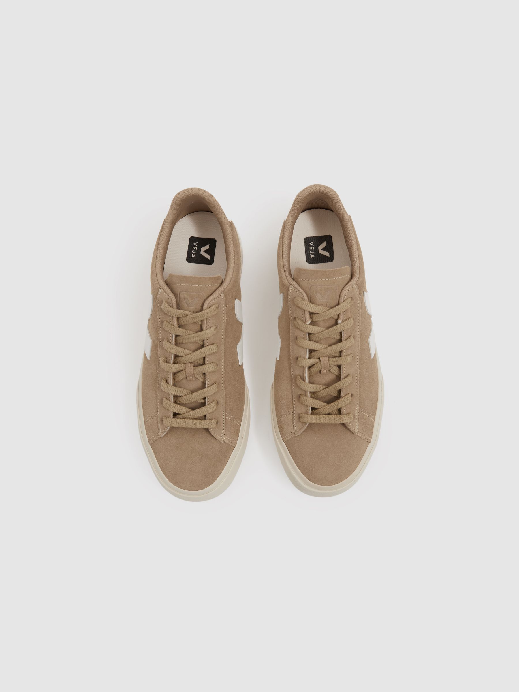 Veja Leather Suede Logo Trainers in Dune Cream - Image 2 of 4