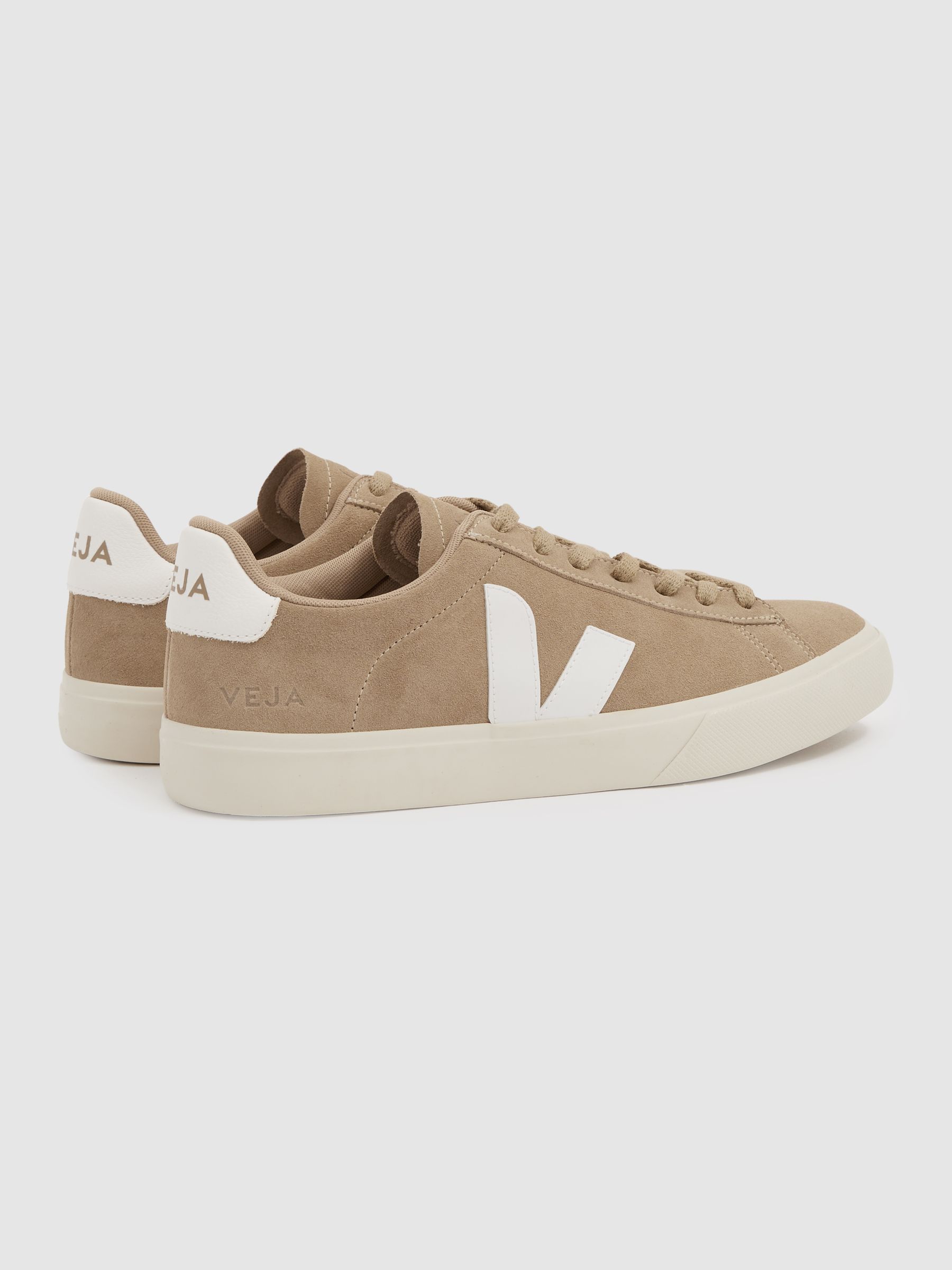 Veja Leather Suede Logo Trainers in Dune Cream - Image 3 of 4