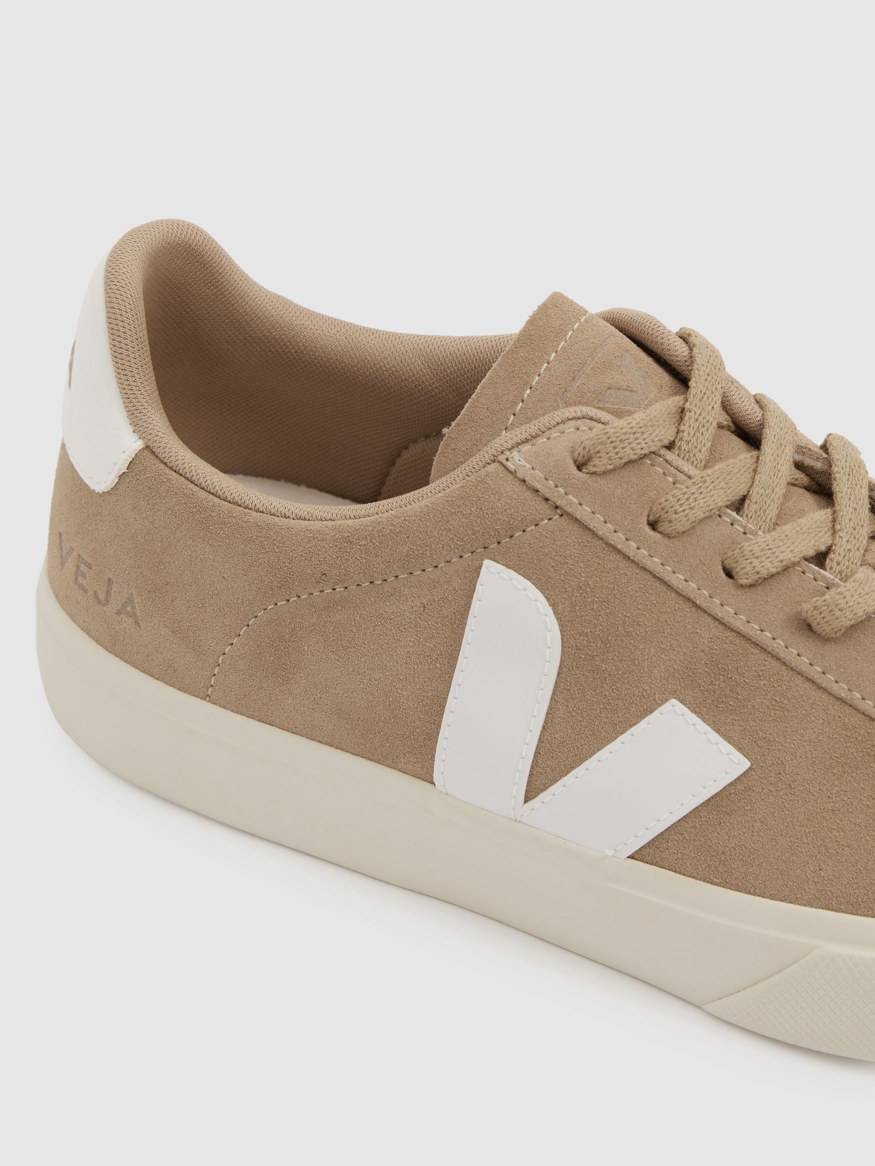 Veja Leather Suede Logo Trainers in Dune Cream - Image 4 of 4