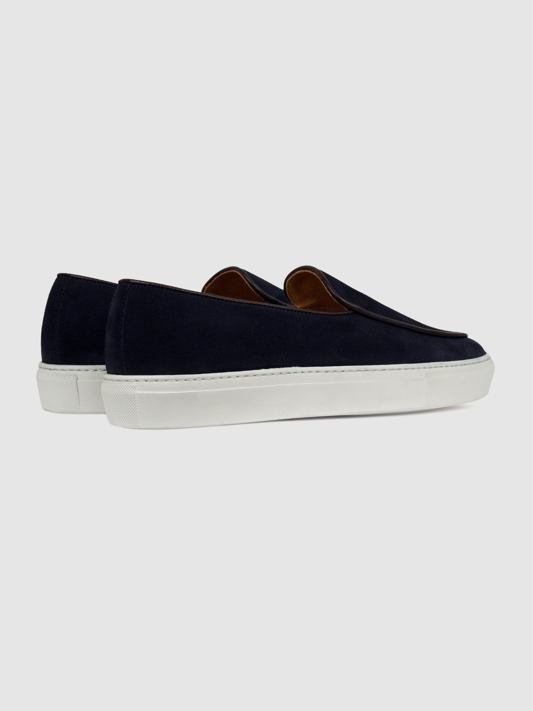 Unseen Footwear Suede Georgetown Trainers in Navy/Brown/White - Image 3 of 3