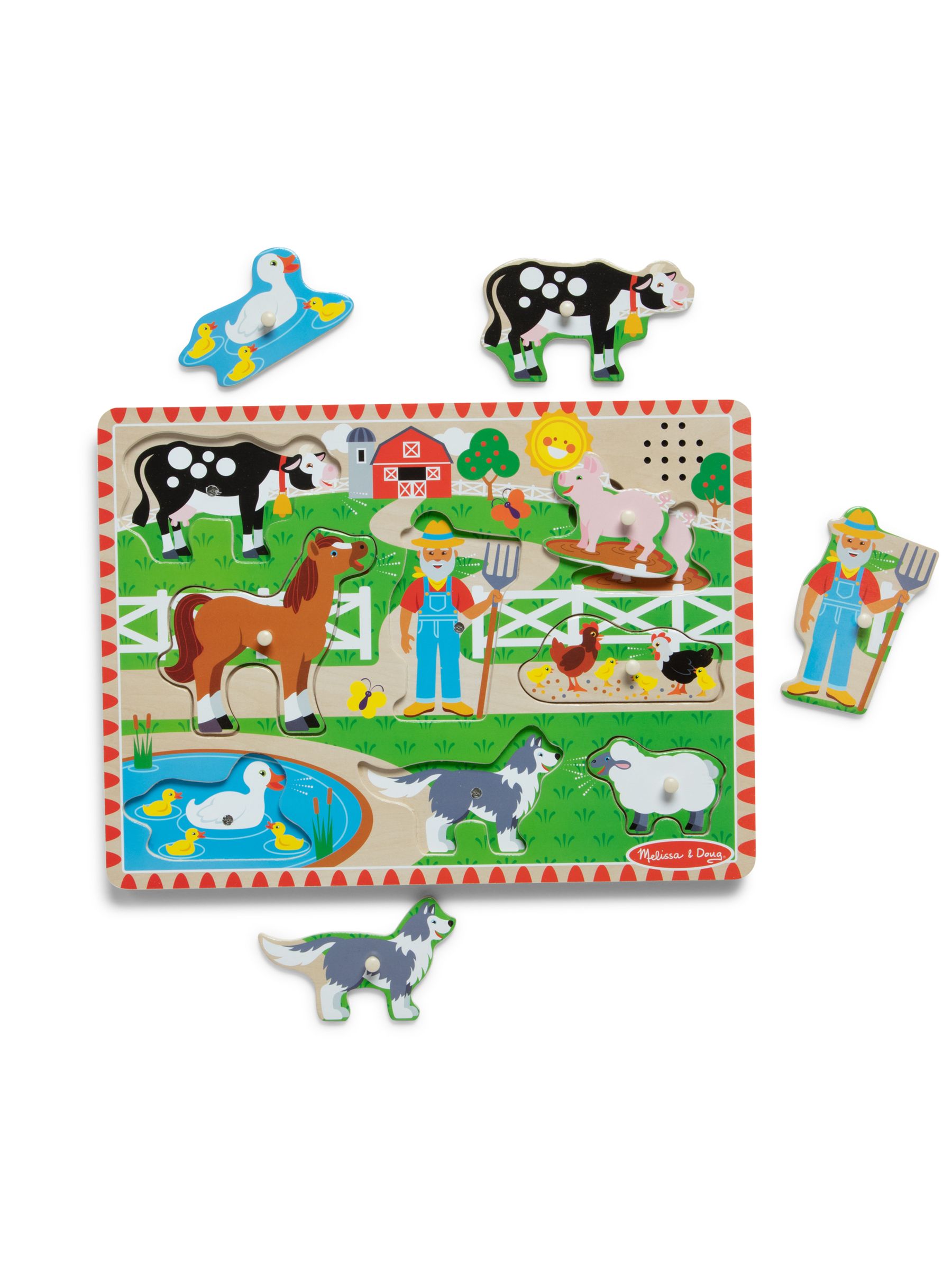 Melissa & Doug No Colour Old MacDonald's Farm Sound Puzzle - 8 Pieces - Image 2 of 9
