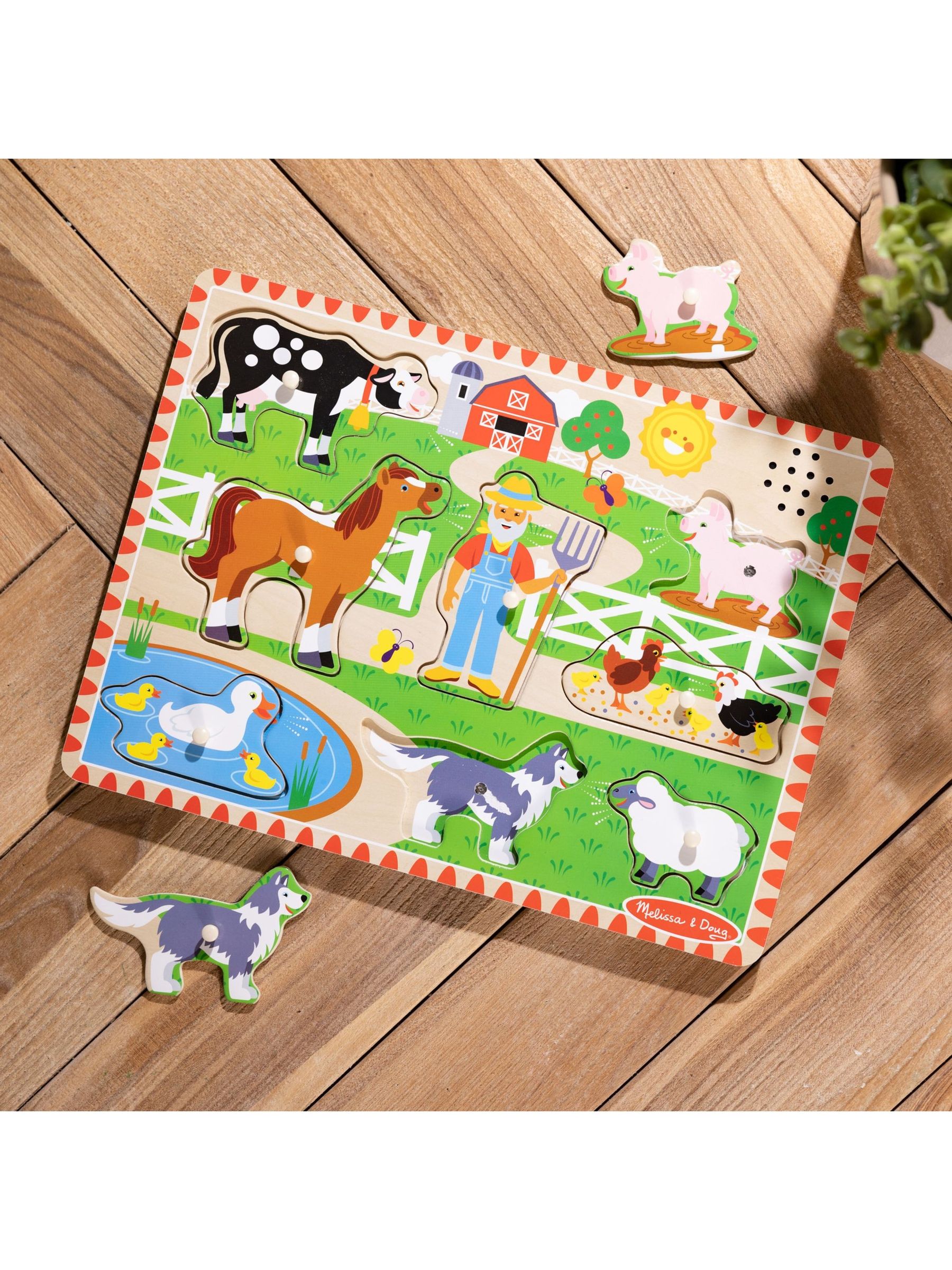 Melissa & Doug No Colour Old MacDonald's Farm Sound Puzzle - 8 Pieces - Image 4 of 9
