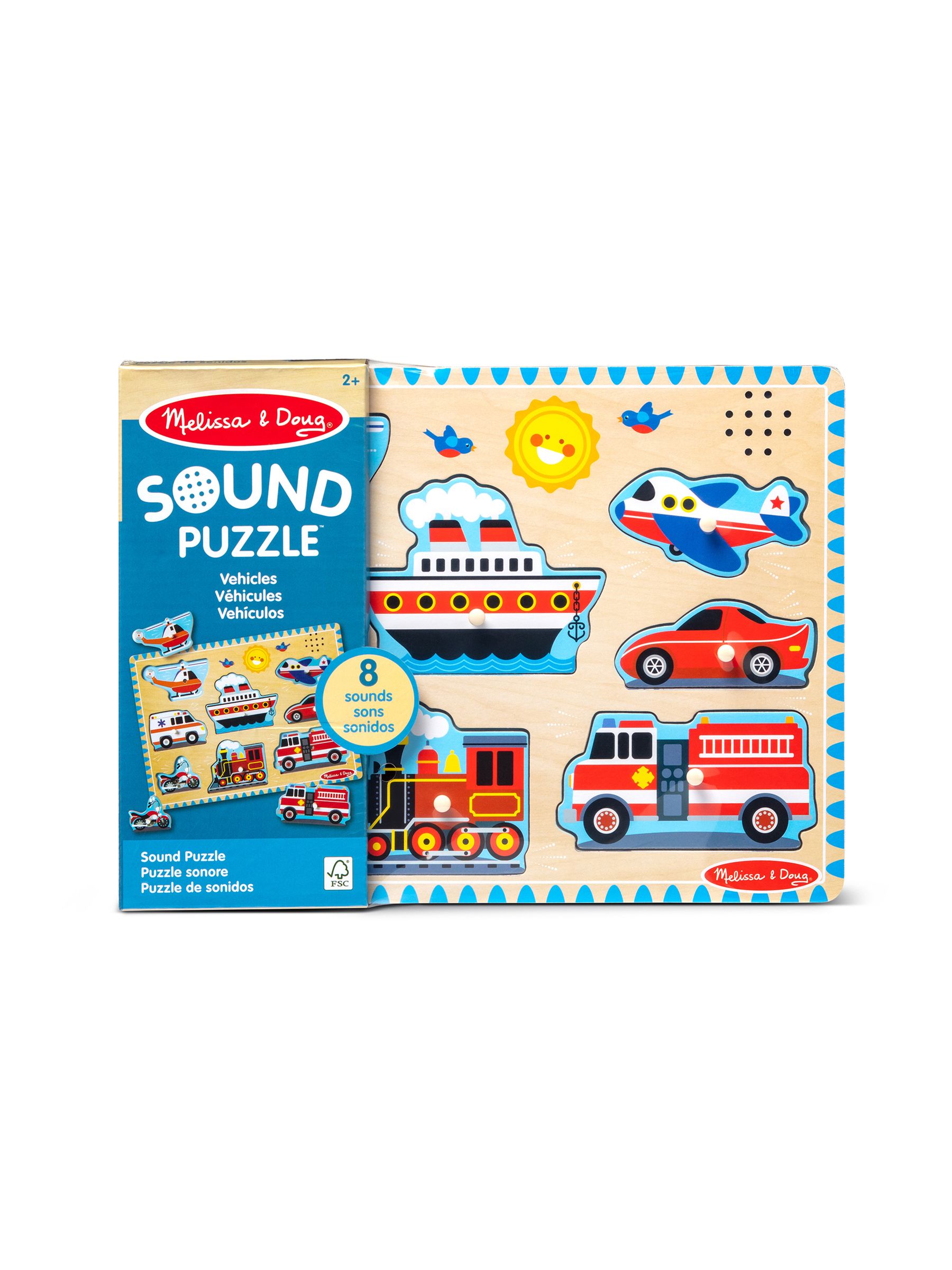 Melissa & Doug No Colour Vehicles Sound Puzzle - 8 Pieces - Image 3 of 9