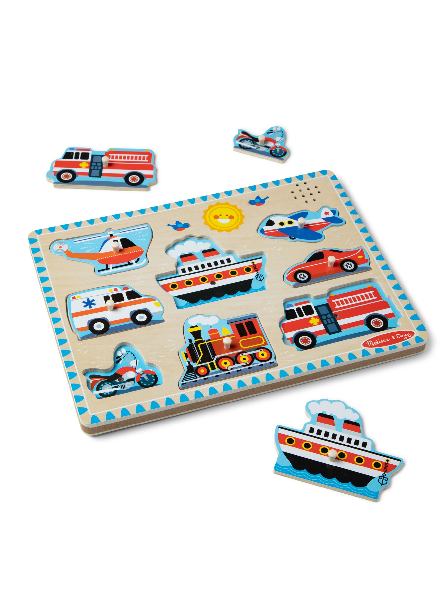 Melissa & Doug No Colour Vehicles Sound Puzzle - 8 Pieces - Image 4 of 9