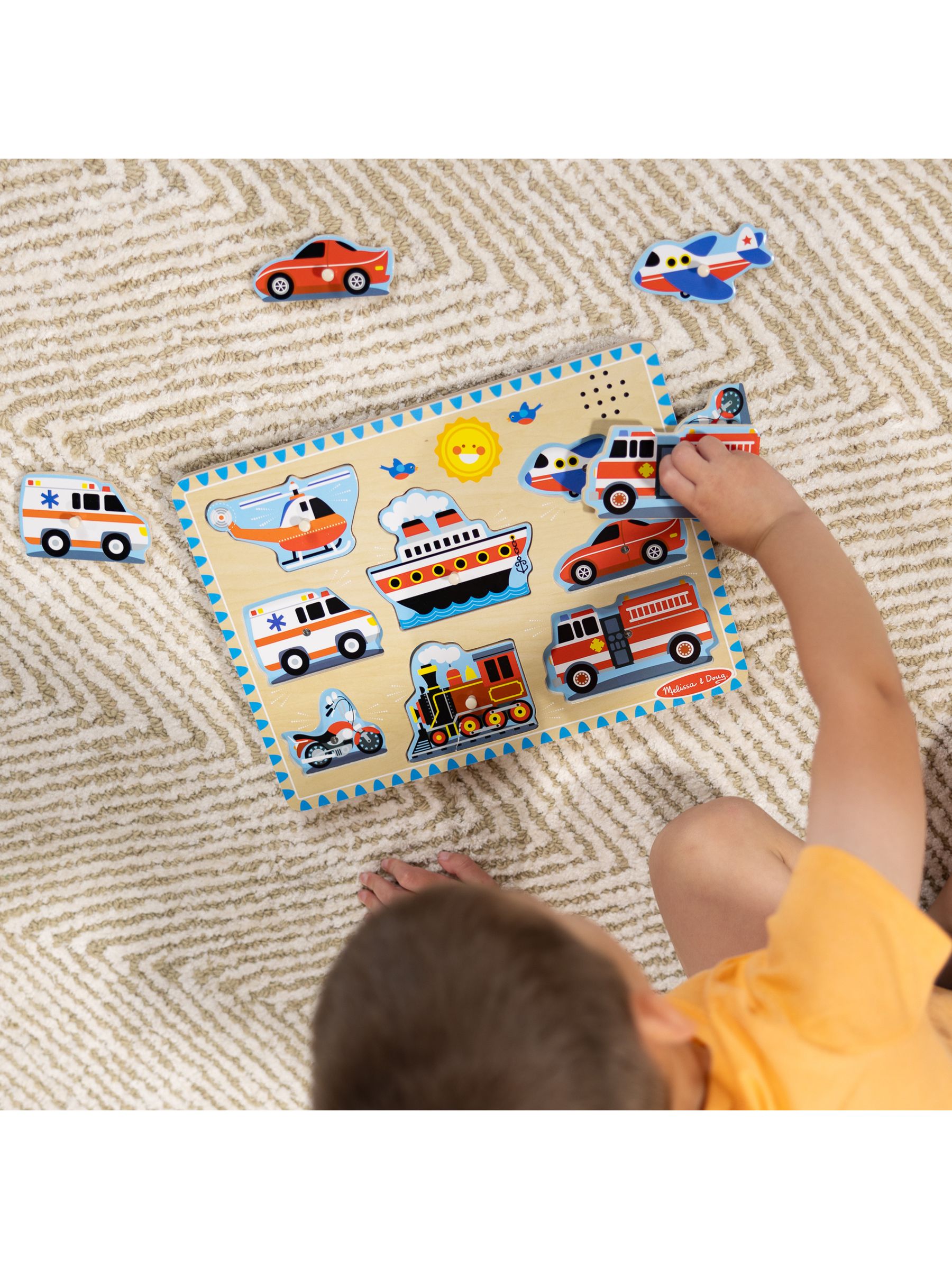 Melissa & Doug No Colour Vehicles Sound Puzzle - 8 Pieces - Image 7 of 9