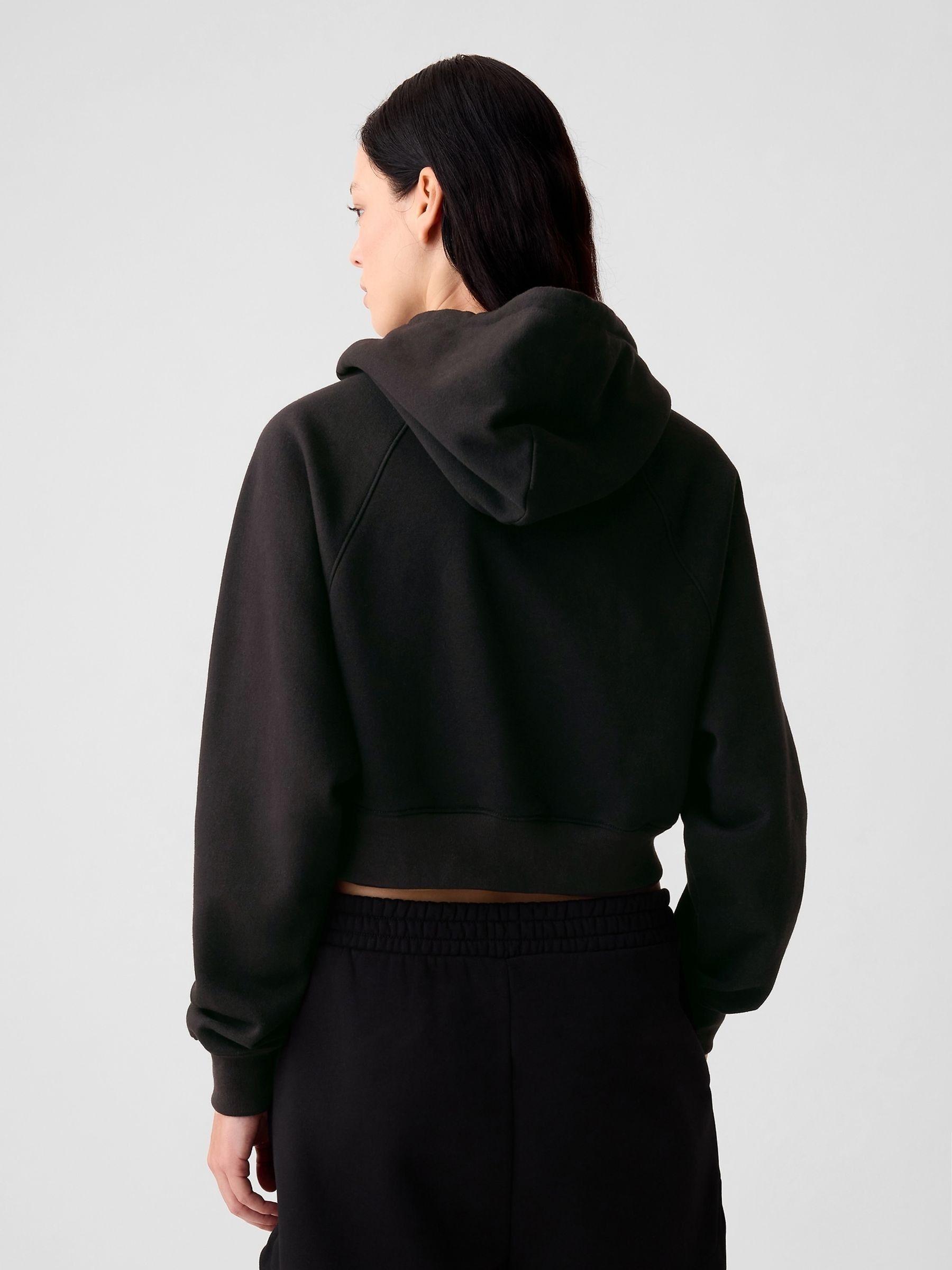 Black Vintage Soft Cropped Hoodie - Image 2 of 3