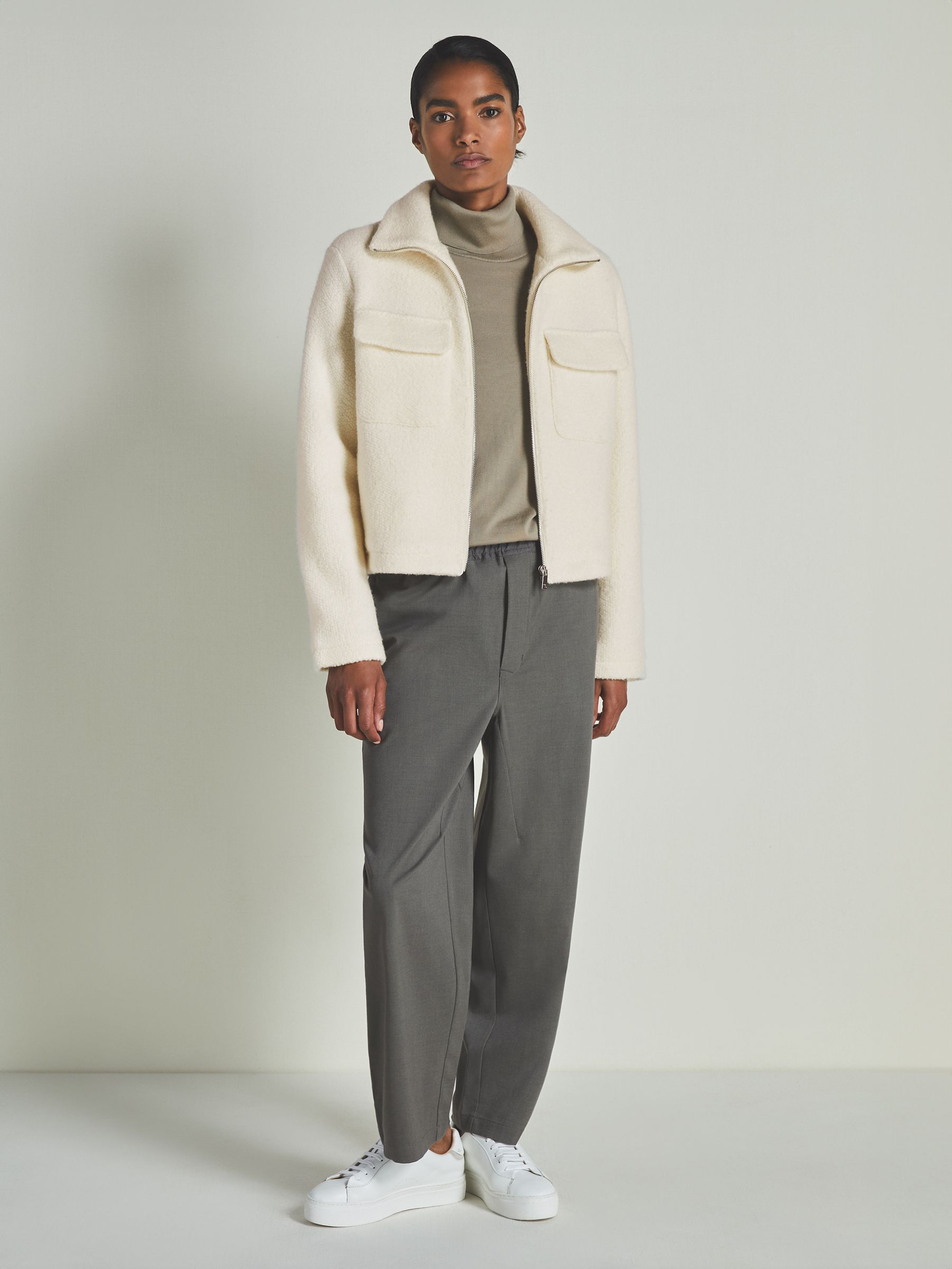 Reiss | Les 100 Ciels Textured Wool Jacket in Cream - image 3